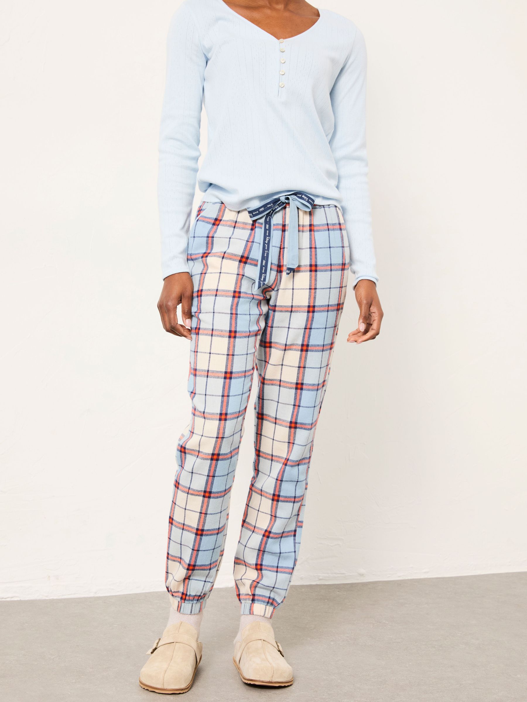 Cora Blue Check Pyjama Bottom (H69670) | £34
