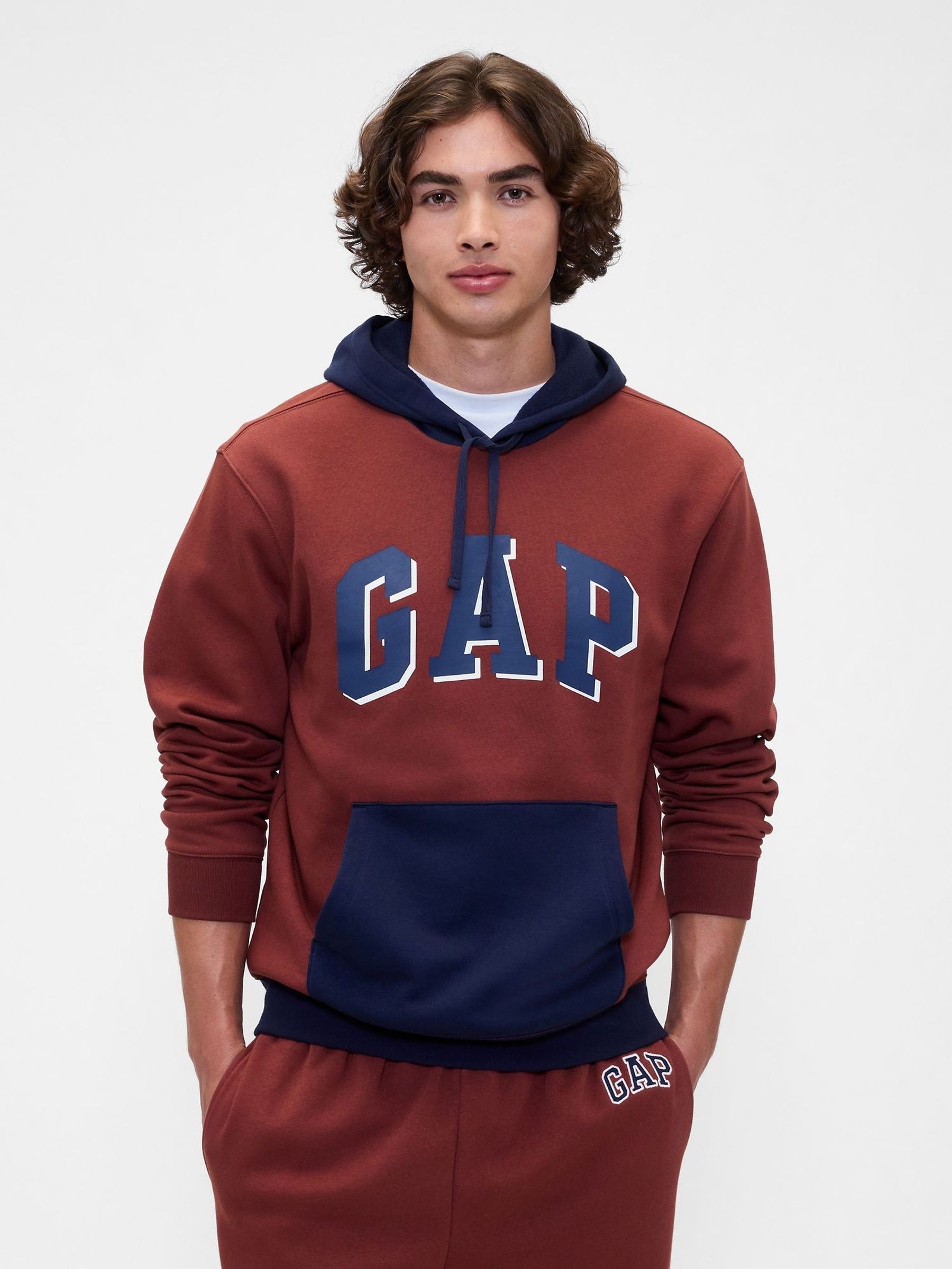 Red Relaxed Logo Colourblock Hoodie (H69928) | £35