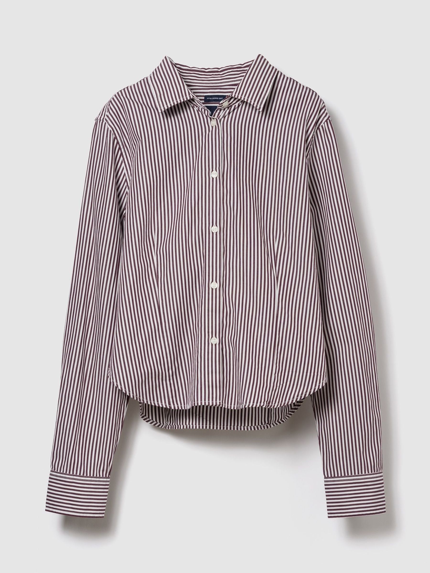 Red Stripe Cotton Fitted Crop Shirt (H69932) | £40
