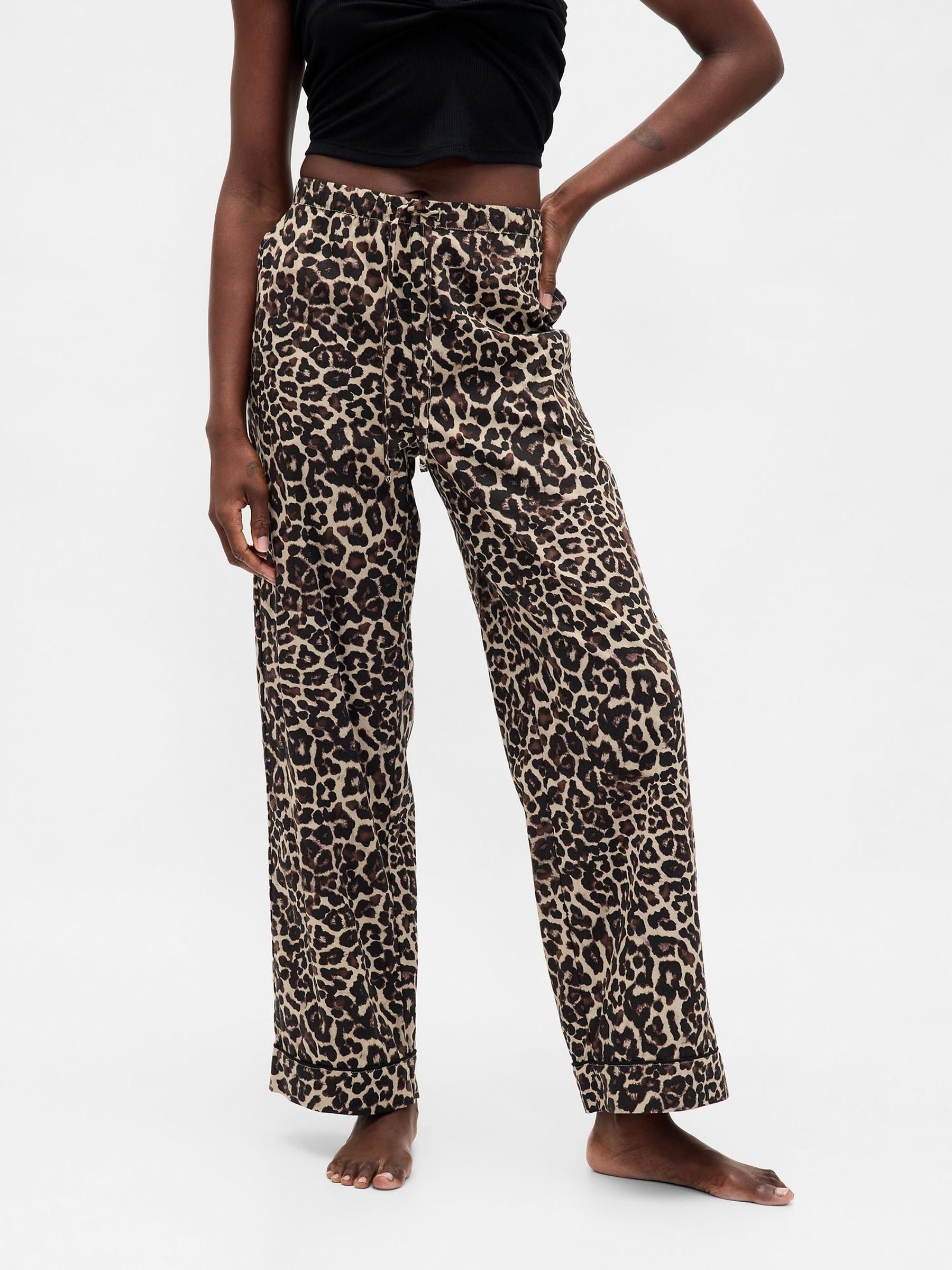 Brown Leopard Print Poplin Pyjama Trousers (H69933) | £20