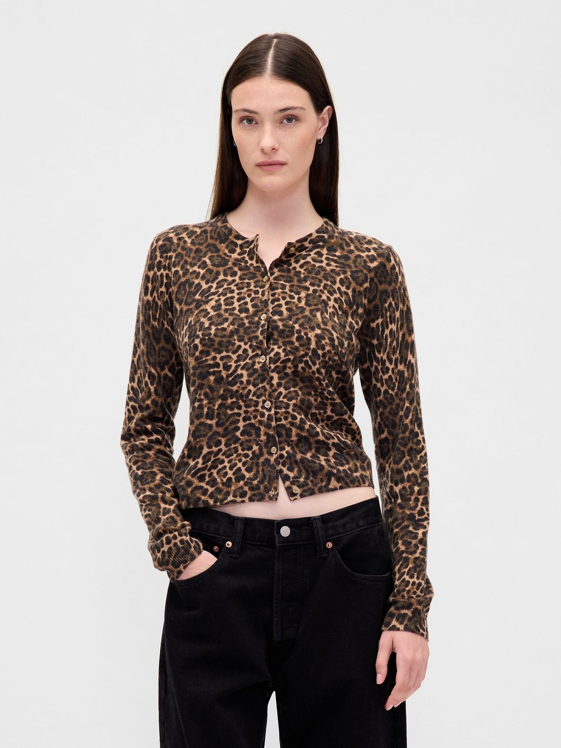 Brown CashSoft Crop Cardigan (H69940) | £40