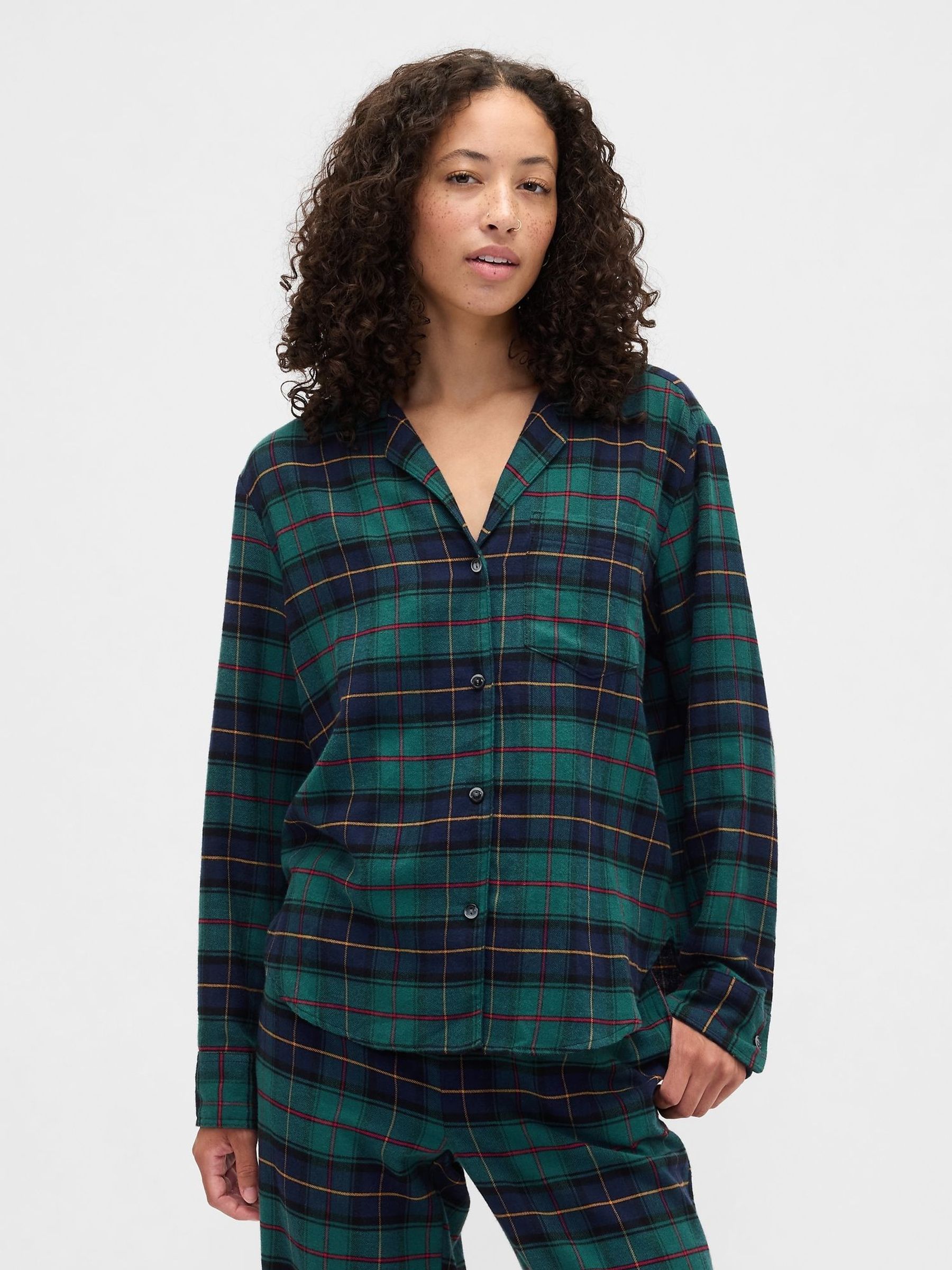 Green Flannel Long Sleeve Pyjama Top (H69949) | £35