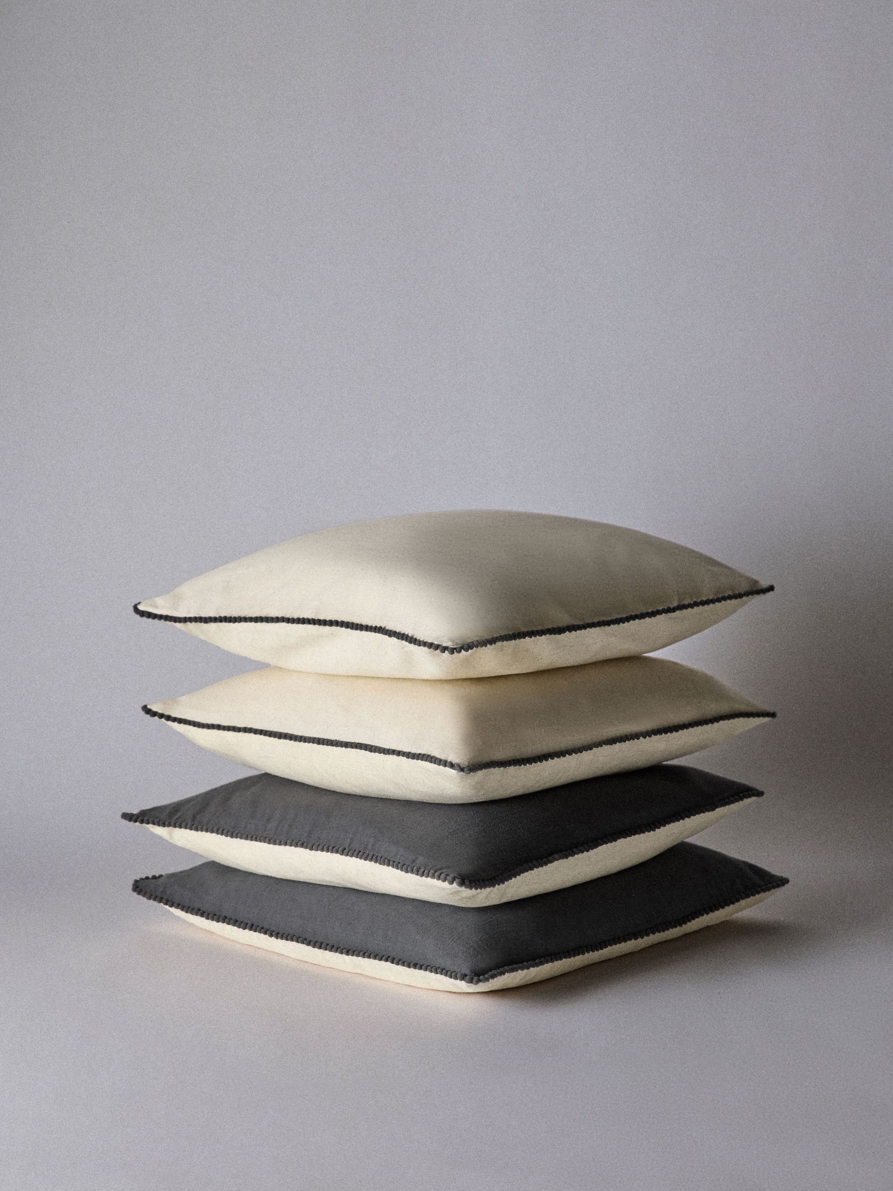 4 Pack Black/Natural Printed Cotton Cushion Covers (H70265) | £30