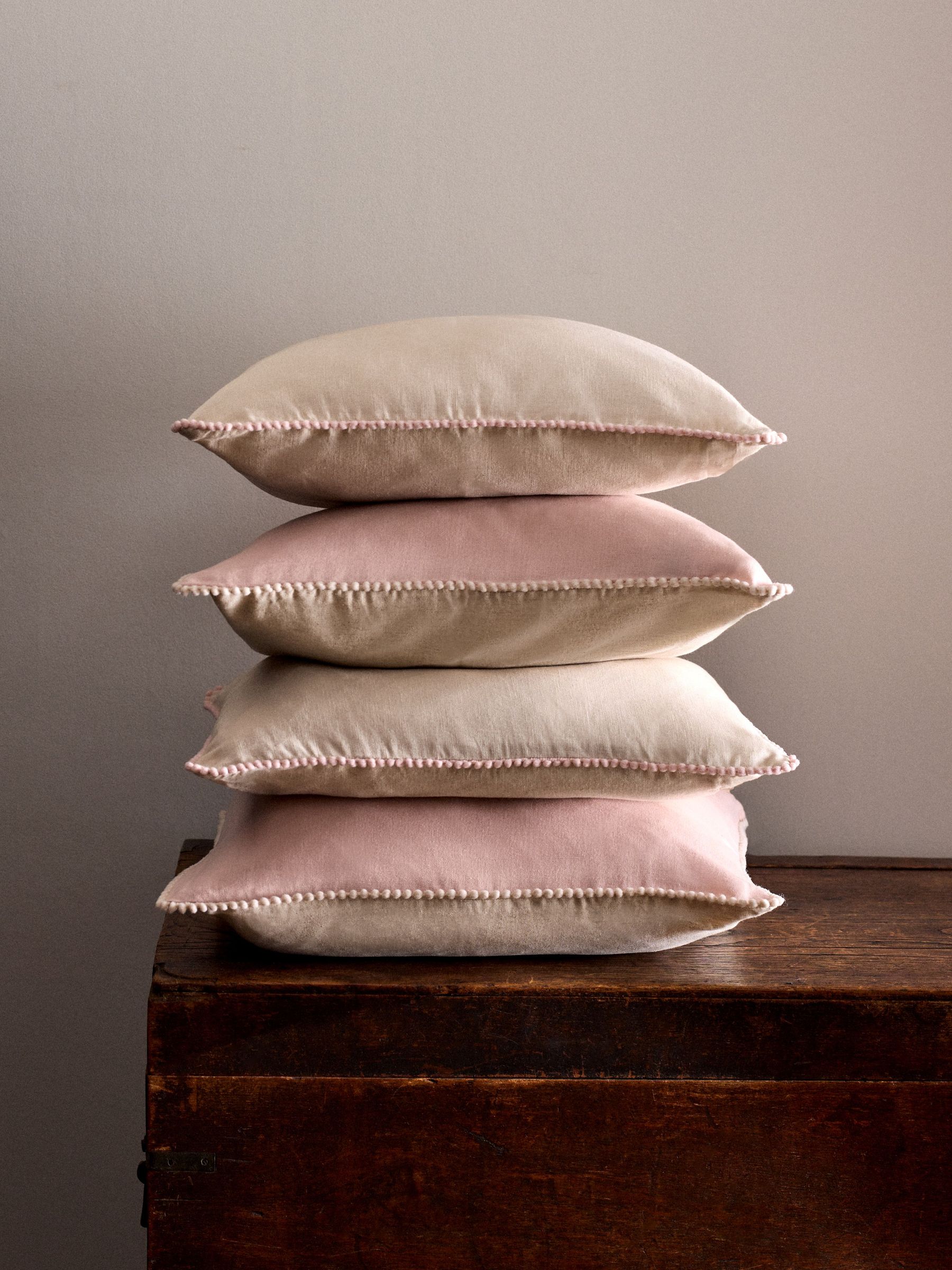 4 Pack Pink/Natural Printed Cotton Cushion Covers (H70266) | £30