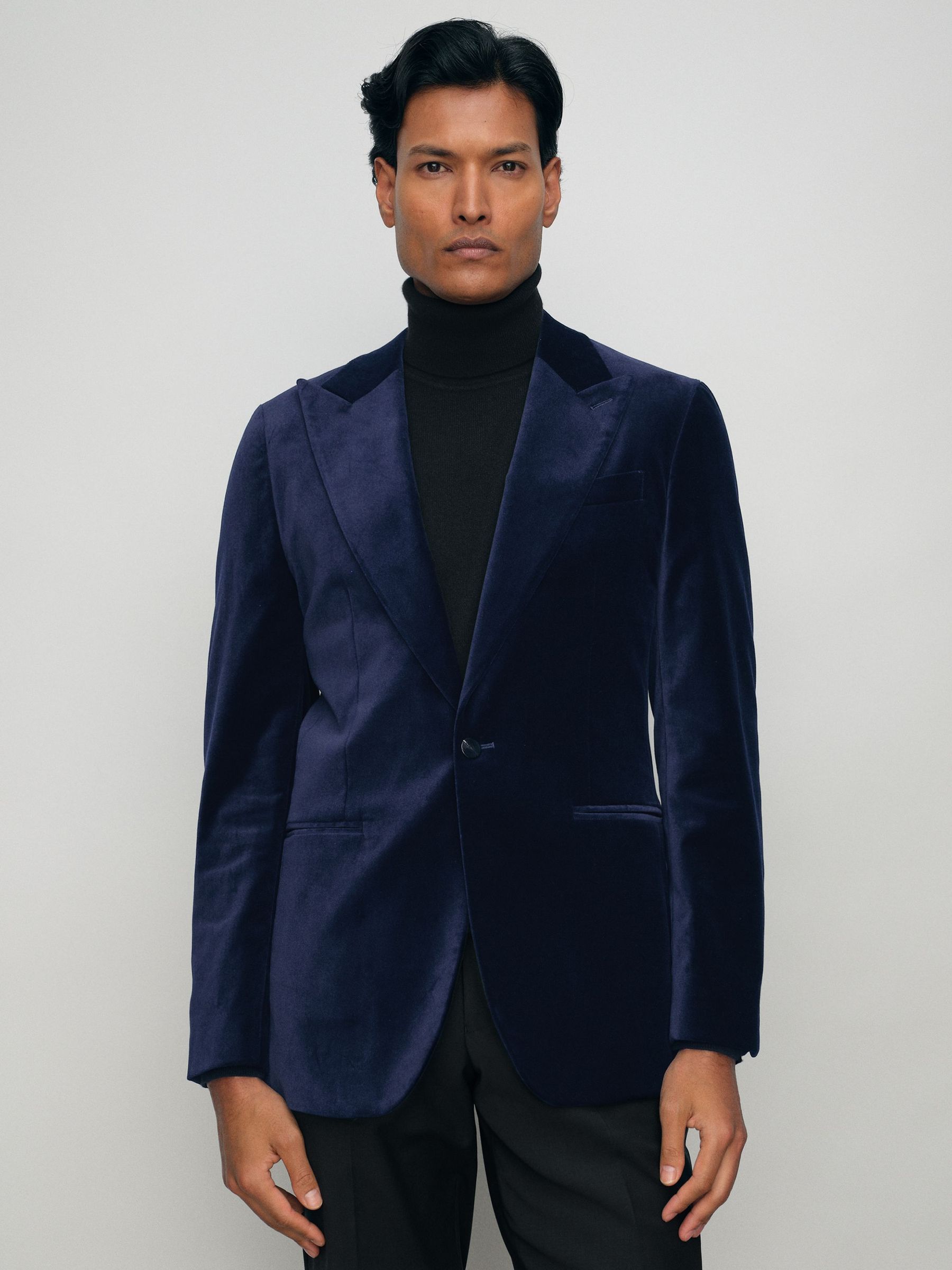 Single-Breasted Velvet Blazer Slim-Fit in Bright Blue (H71029) | £298