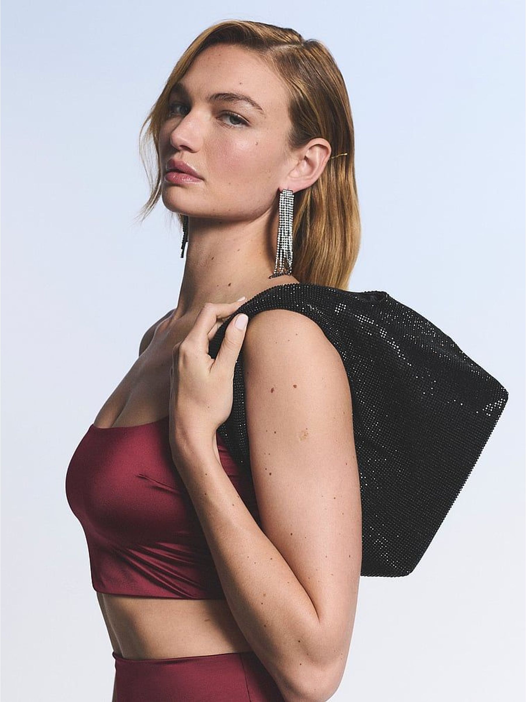 Black Diamanté Slouchy Mini Bag (H71325) | £95