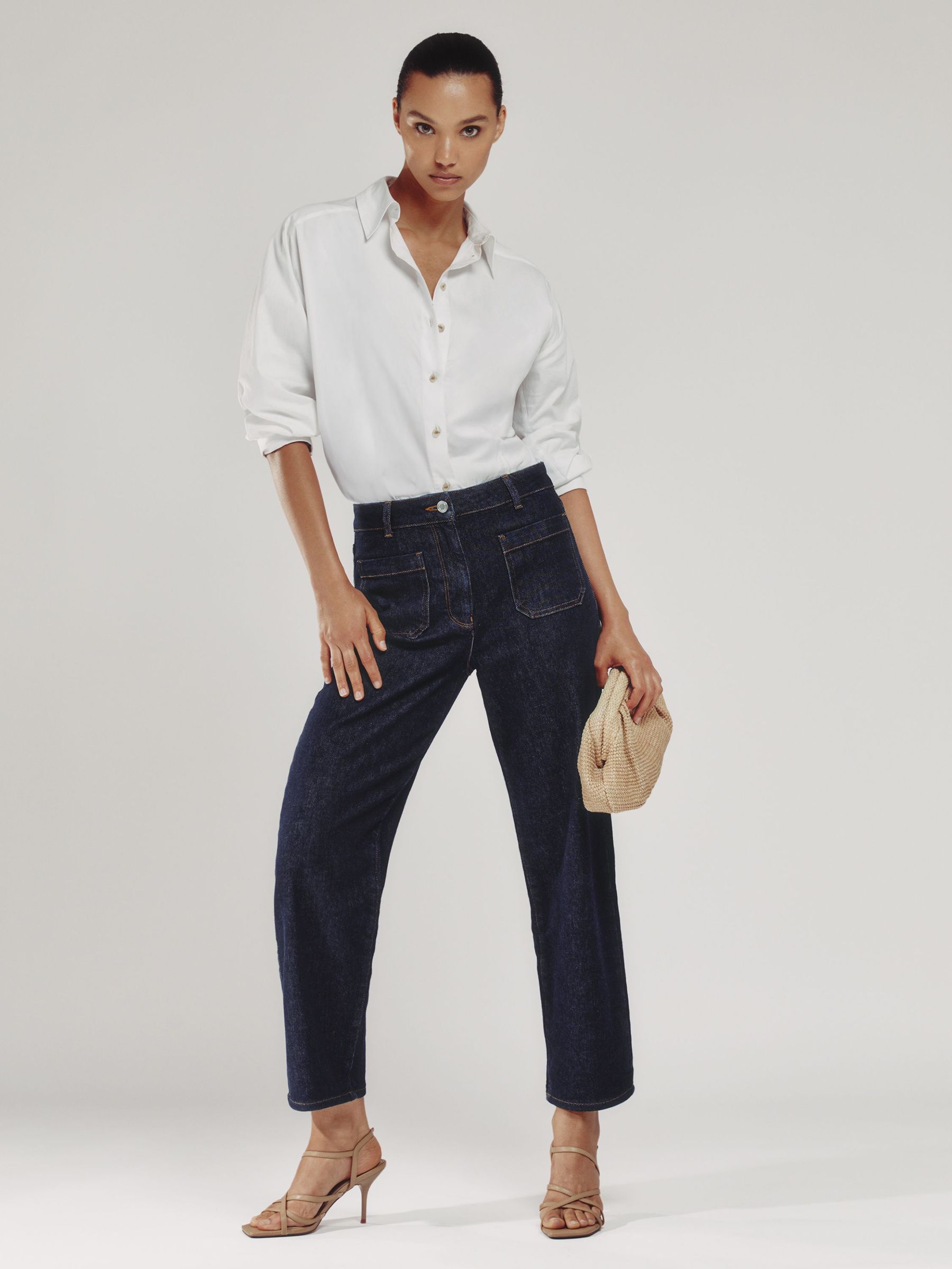 Straight-Leg Patch-Pocket Jeans in Dark Blue (H71664) | £130
