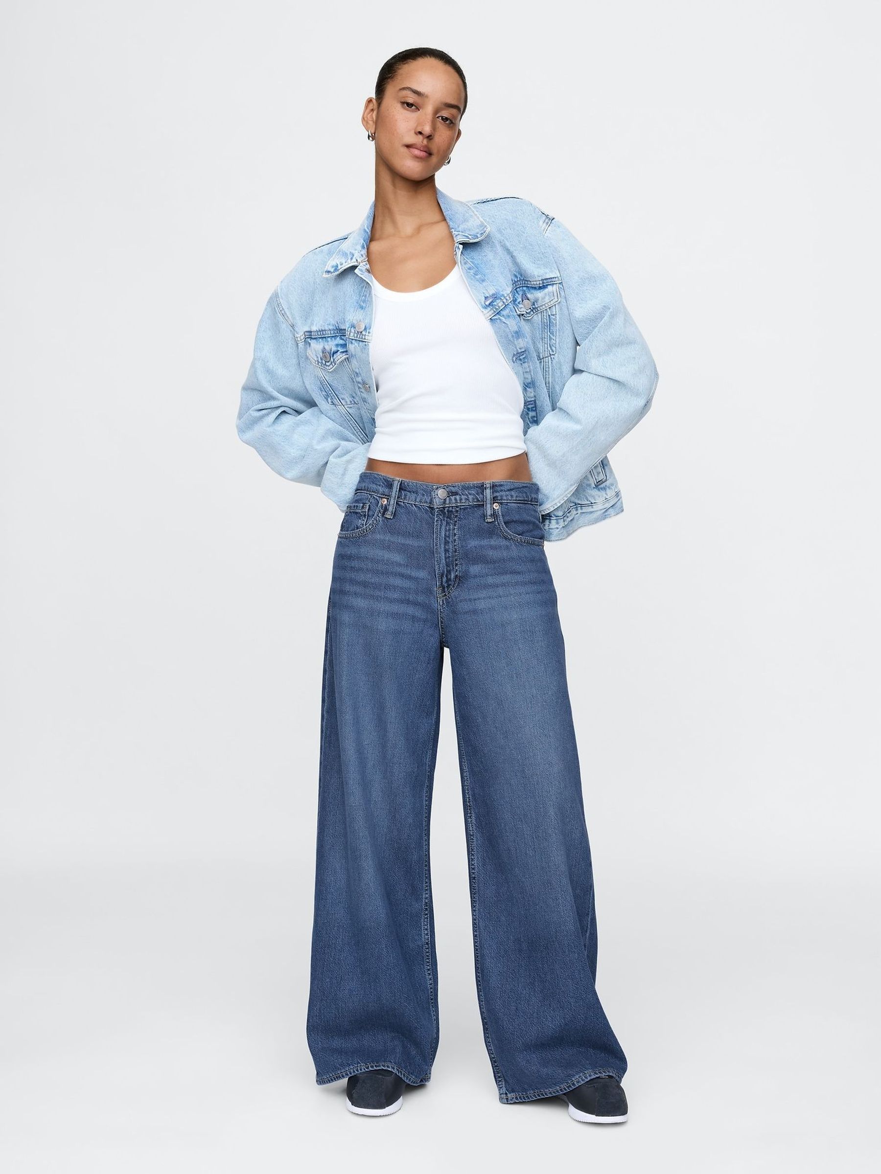 Blue Mid Waisted UltraSoft Baggy Jeans (H72174) | £55