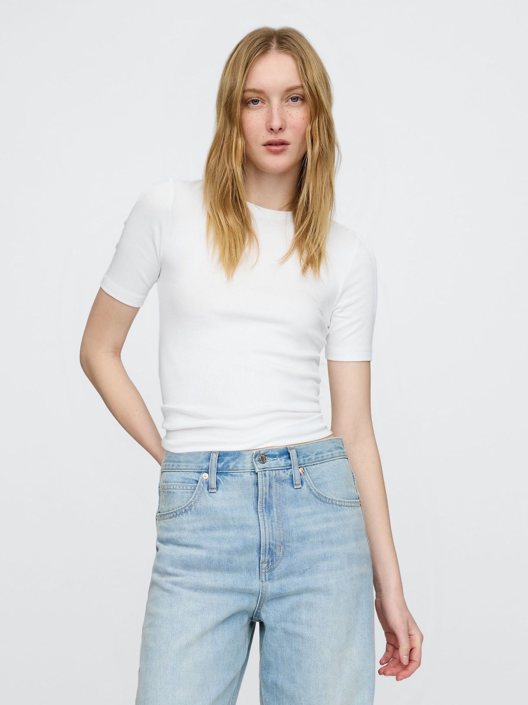 White Modern Crew Neck T-Shirt (H72230) | £16