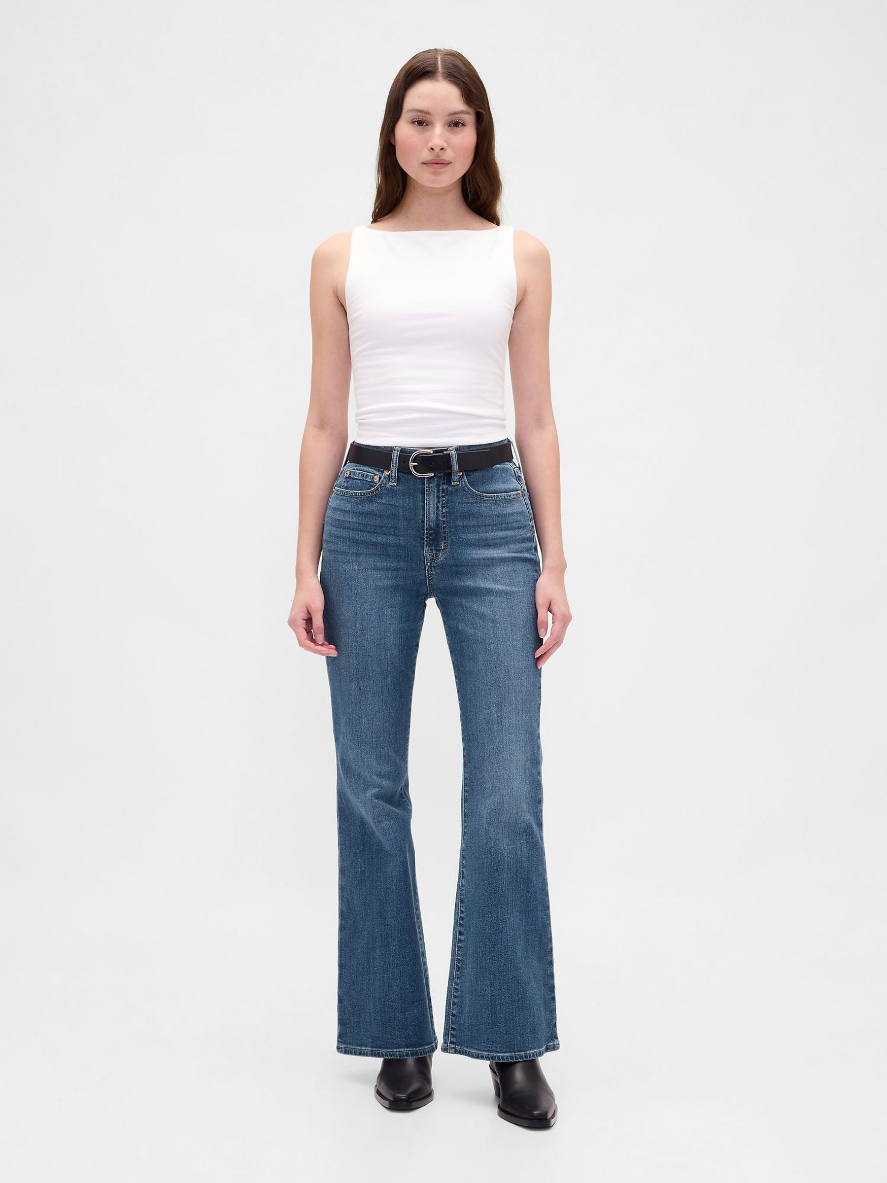 Blue High Waisted 70s Flare Jeans (H72236) | £60