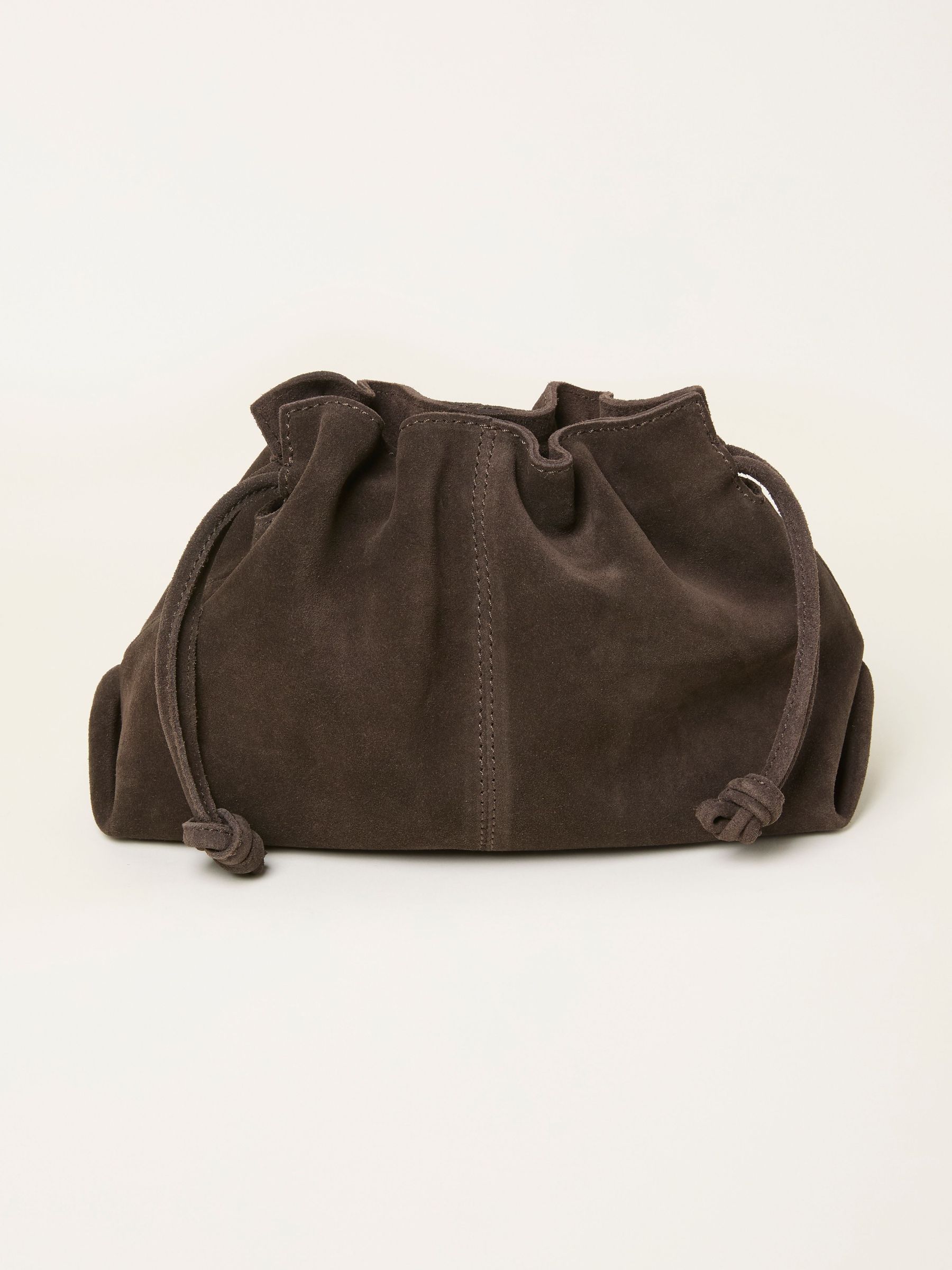 Chocolate Brown Suede Ruched Crossbody Bag (H72773) | £45