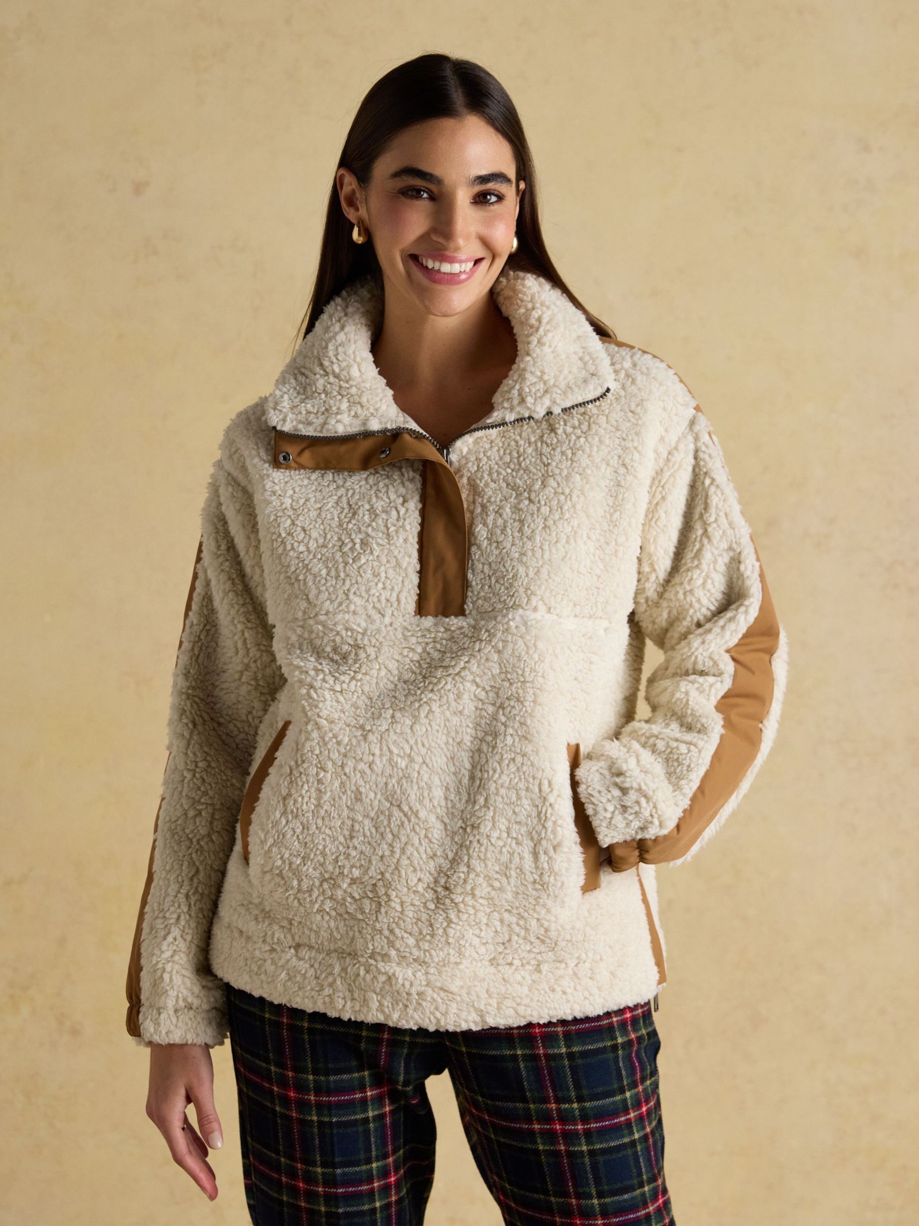 Tilly Cream Quarter Zip Borg Fleece (H73030) | £64