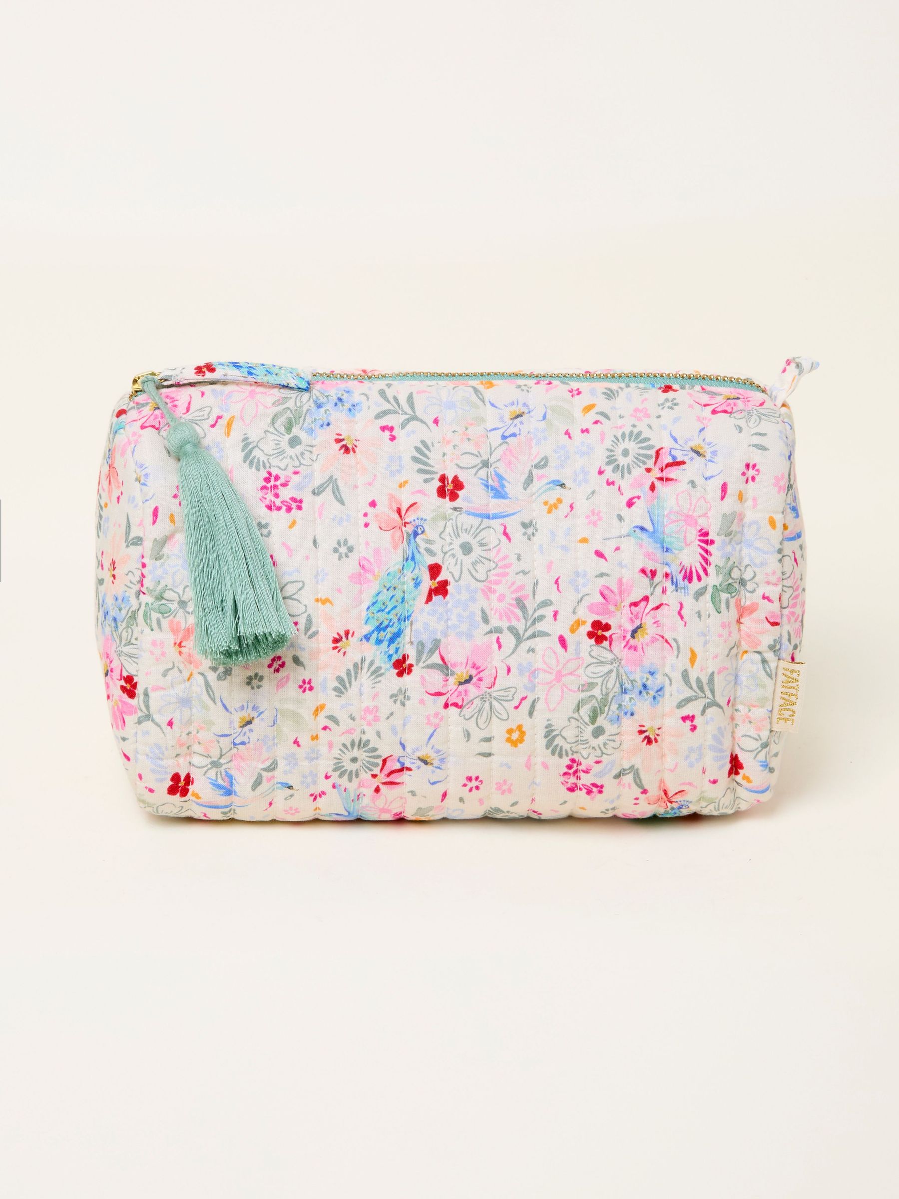 Ivory Bird Floral Quilted Wash Bag (H73077) | £16
