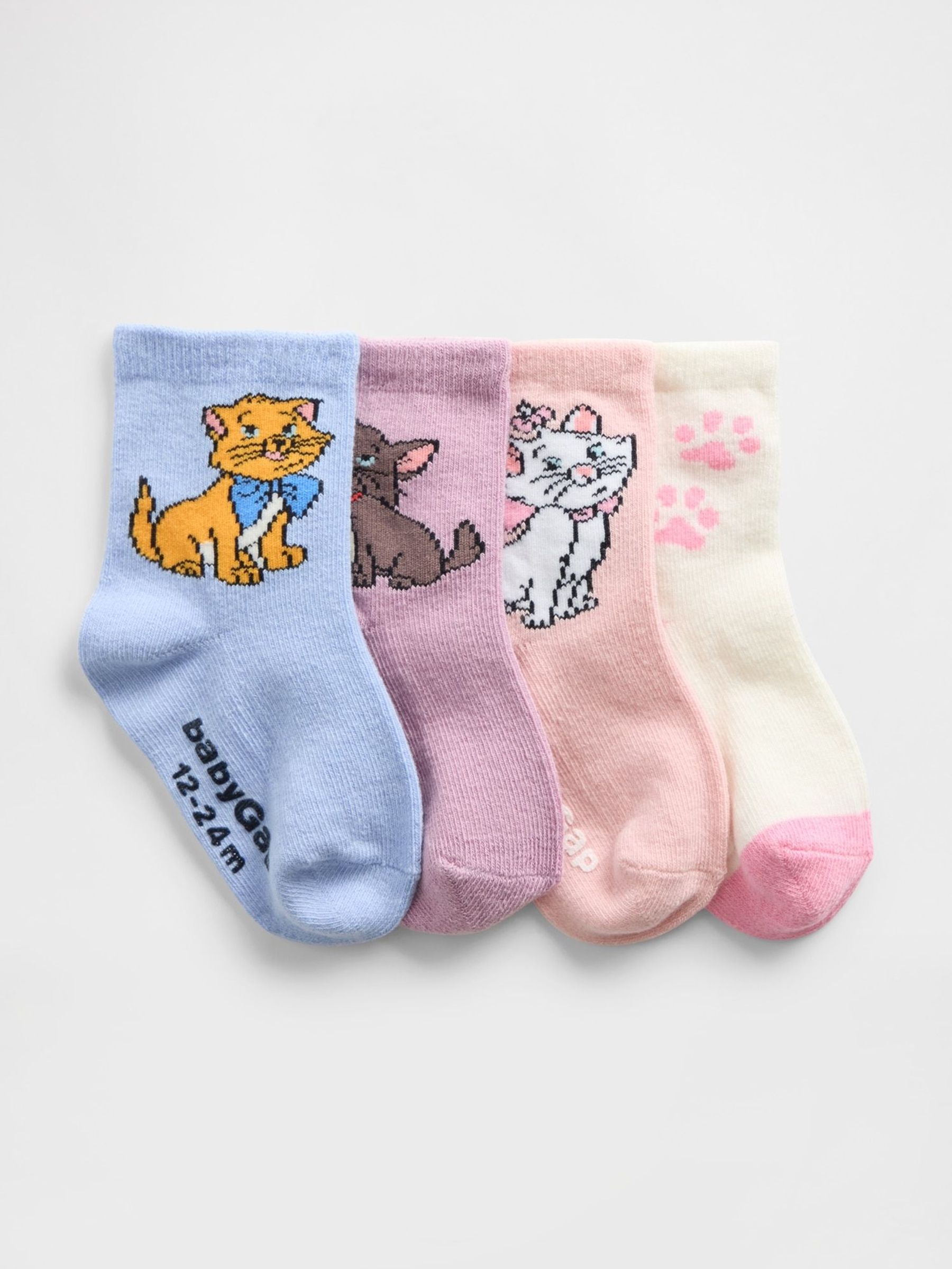 Aqua/Pink Aristocats Socks 4 Pack (H73955) | £8