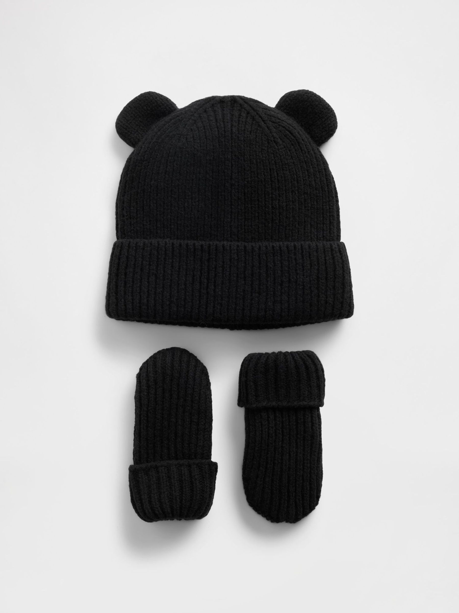Black CashSoft Bear Beanie and Mittens Set (Newborn-3yrs) (H73970) | £25
