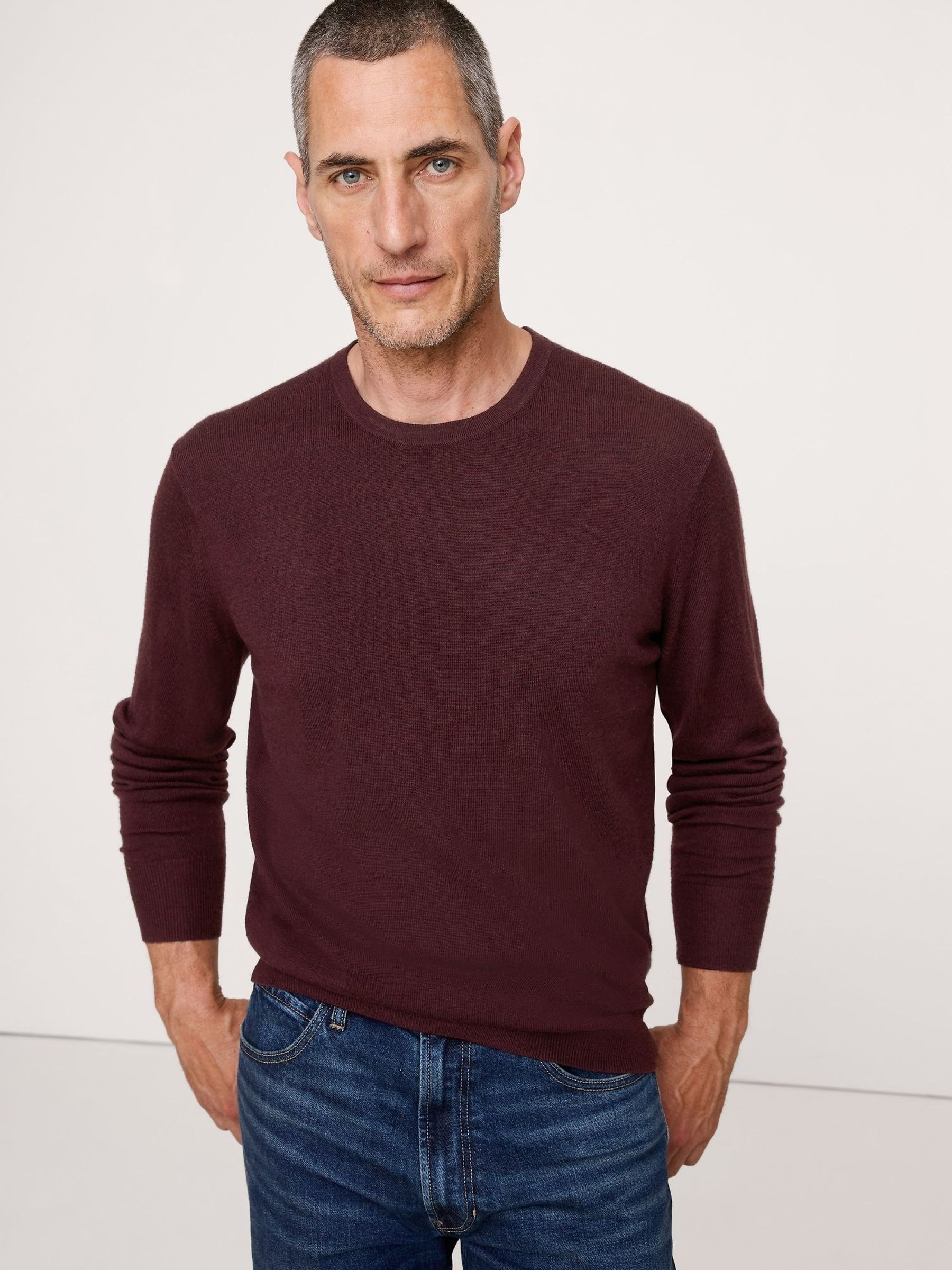 Banana Republic Burgundy Red Merino Crew-Neck Sweatshirt (H76032) | £65