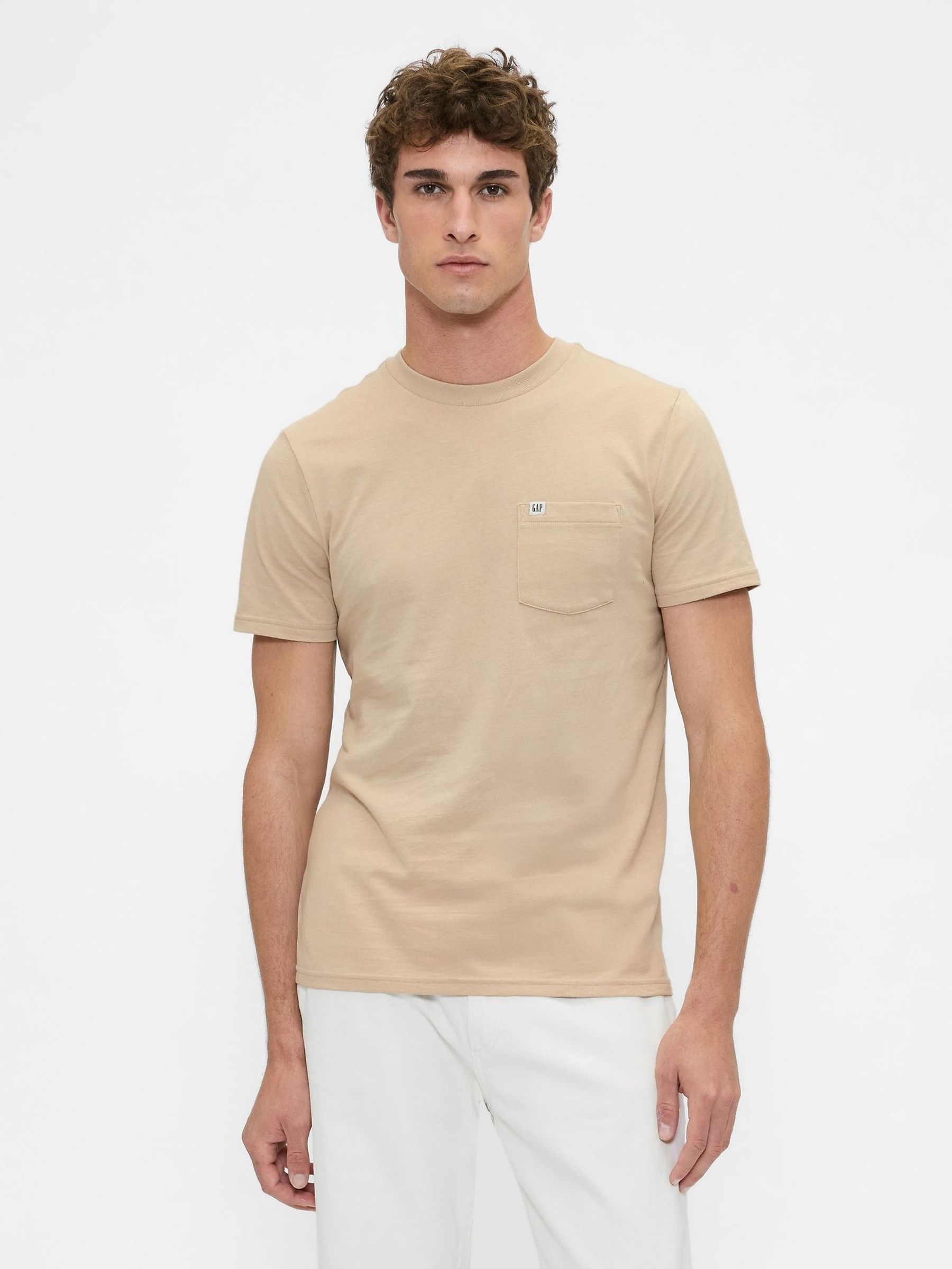 Beige Pocket Crew Neck Short Sleeve T-Shirt (H76190) | £14