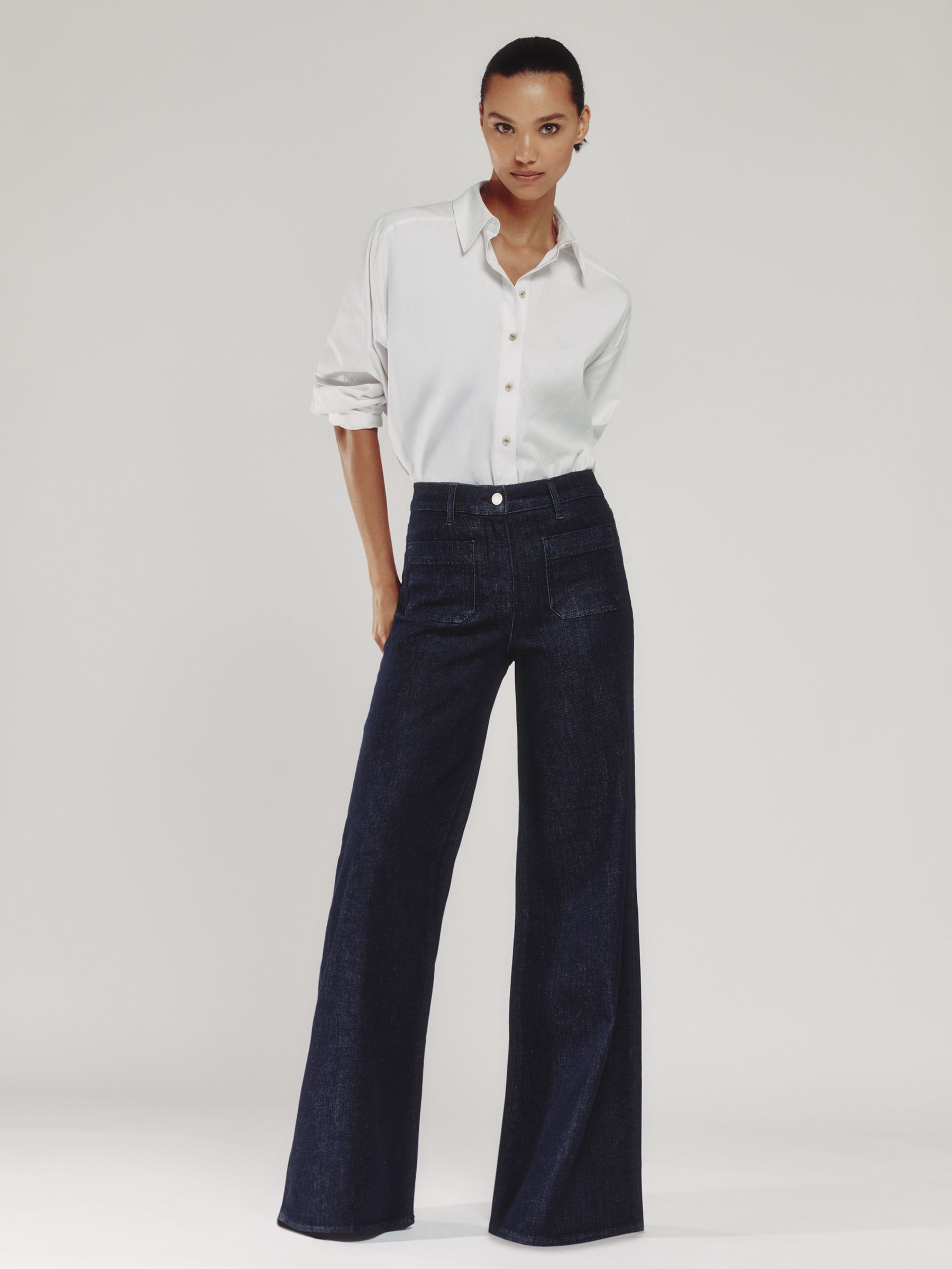 Patch-Pocket Wide-Leg Jeans in Dark Blue (H76562) | £170