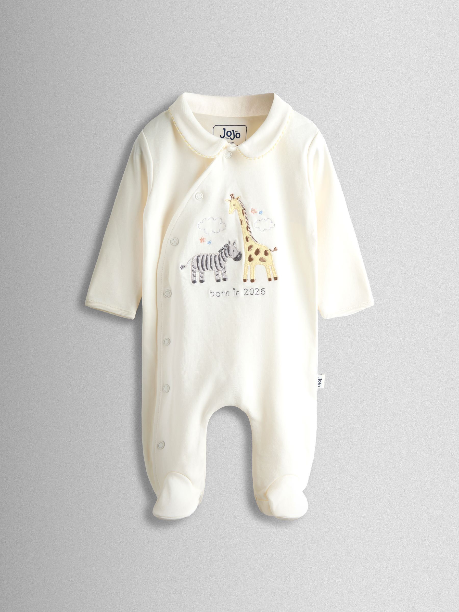 Cream Born In 2026 Safari Sleepsuit (H76851) | £22