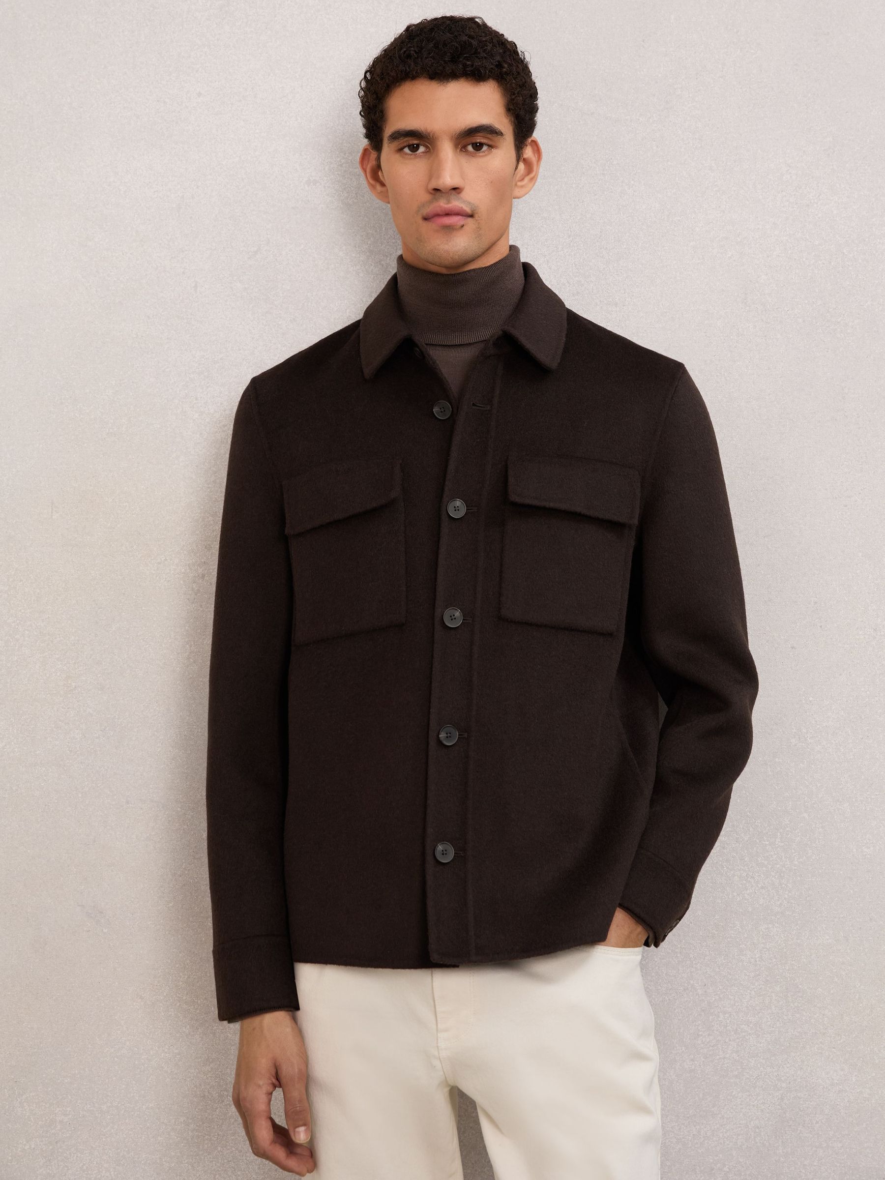 Wool-Blend Twin-Pocket Overshirt in Brown (H76930) | £248