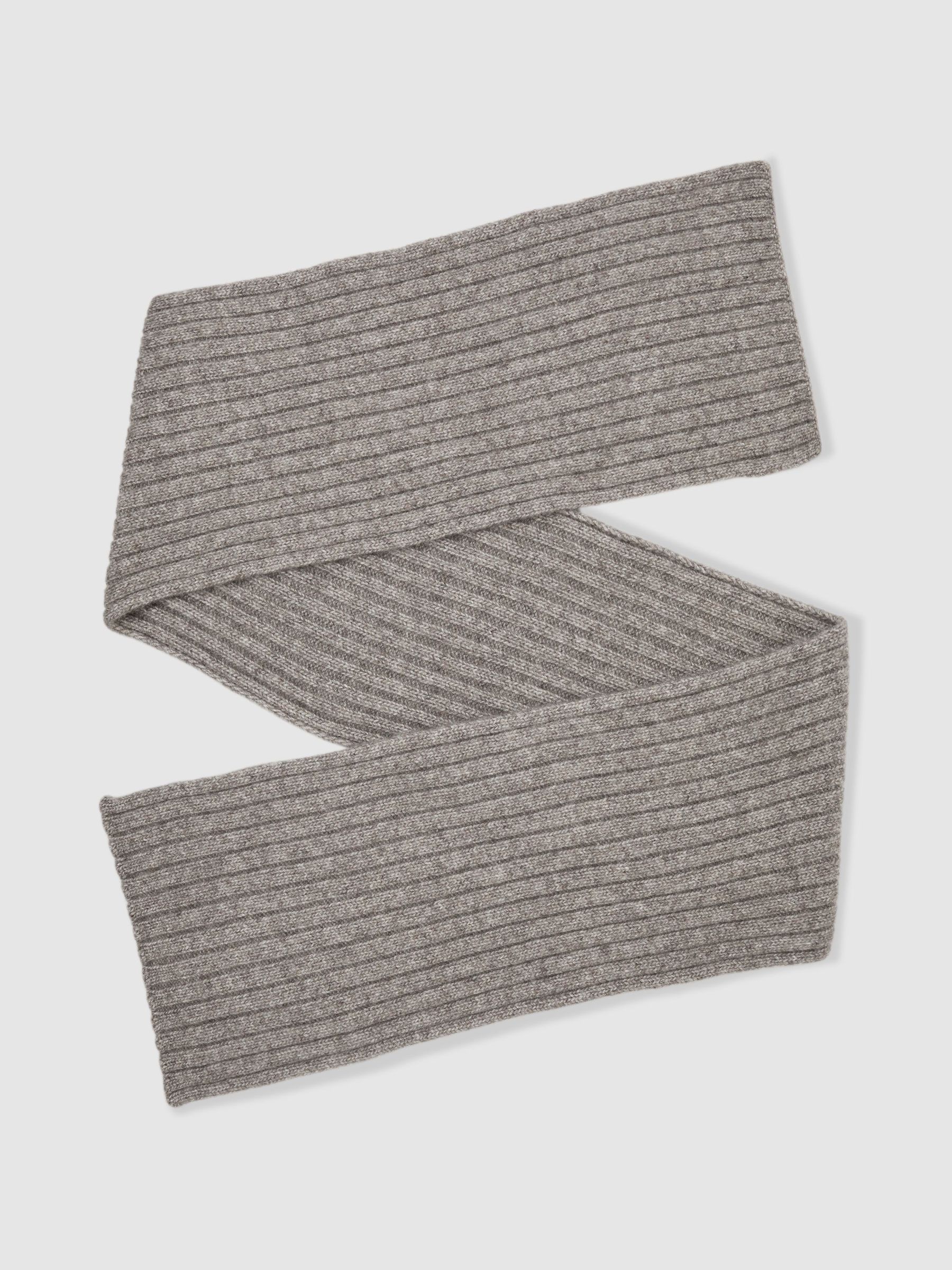 Chunky Rib Wool Blend Scarves in Oatmeal Melange (H77269) | £78