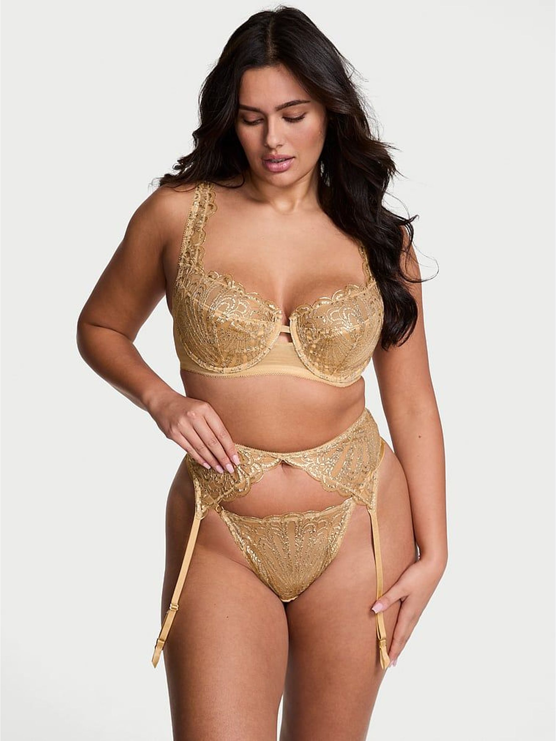 Gold Showgirl Embroidery Garter Belt (H77698) | £36