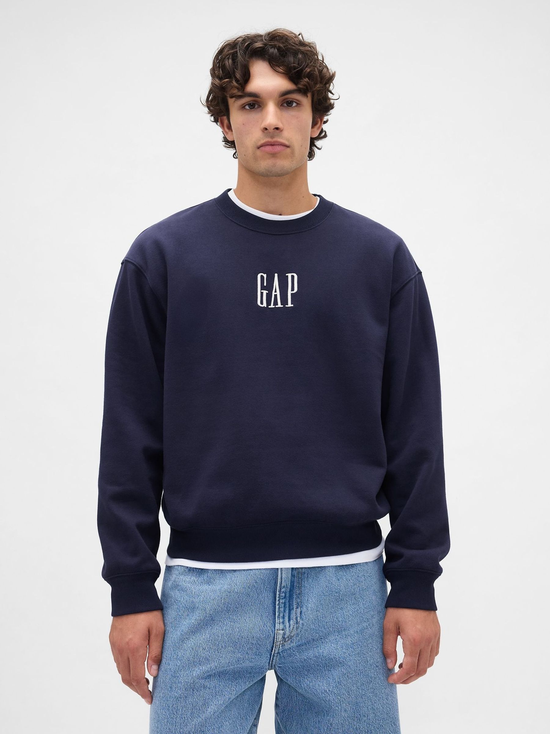 Navy Blue Oversized Heavyweight Logo Sweatshirt (H78830) | £45