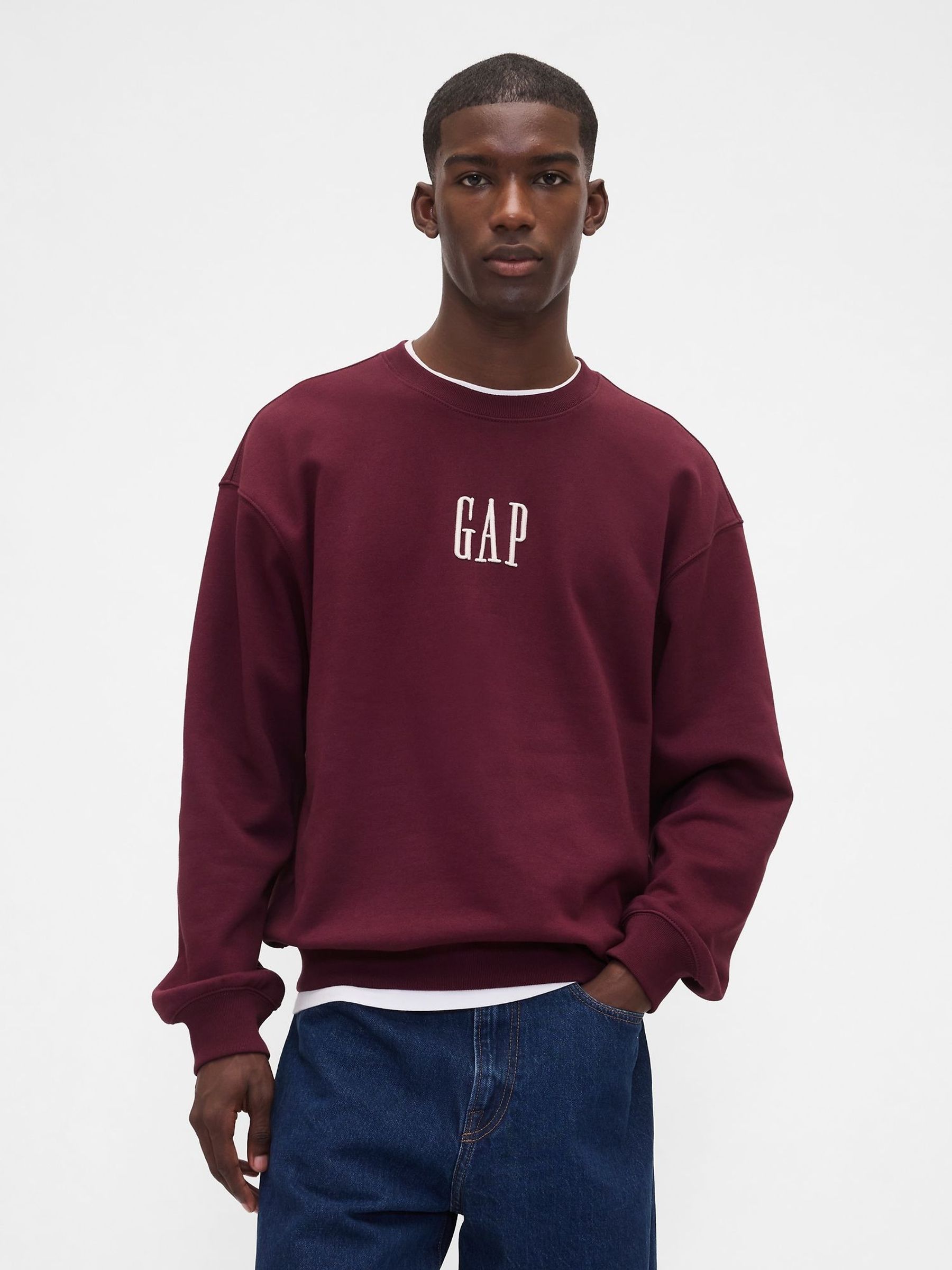 Burgundy Red Oversized Heavyweight Logo Sweatshirt (H78839) | £45