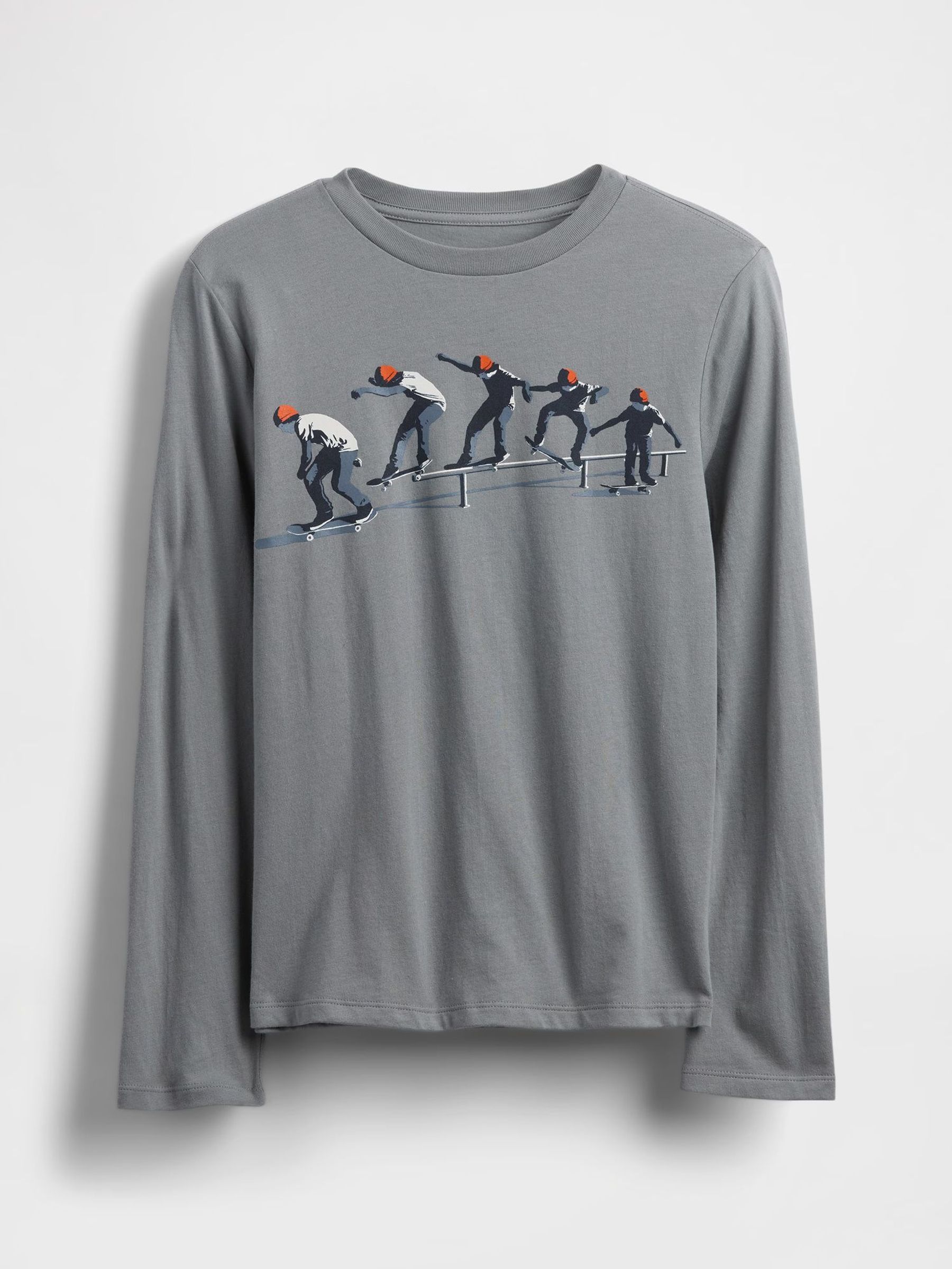 Grey 100% Cotton Long Sleeve Graphics T-Shirt (H78841) | £10