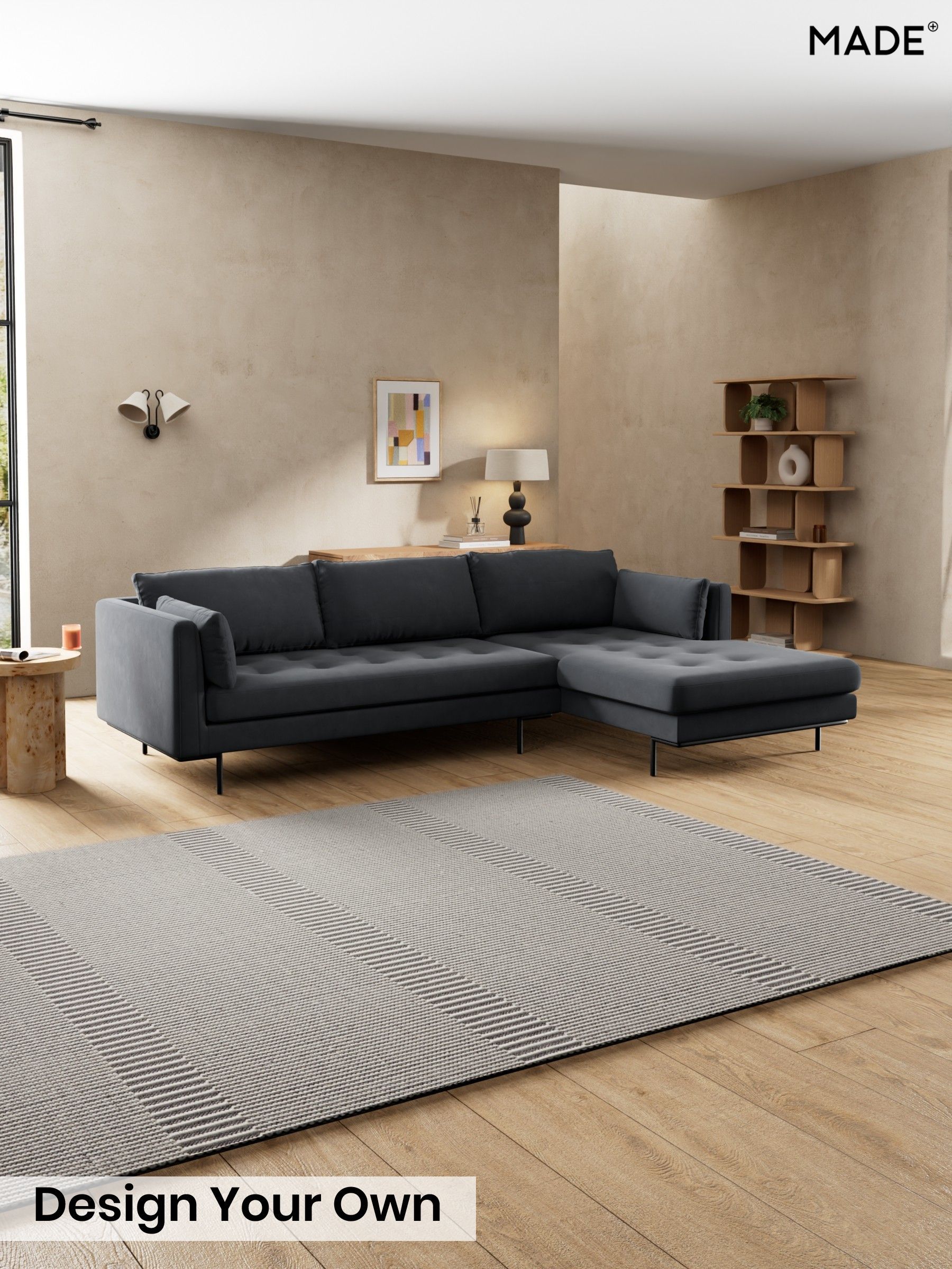 Matt Velvet Easy Clean/Charcoal Grey - Harlow By Made