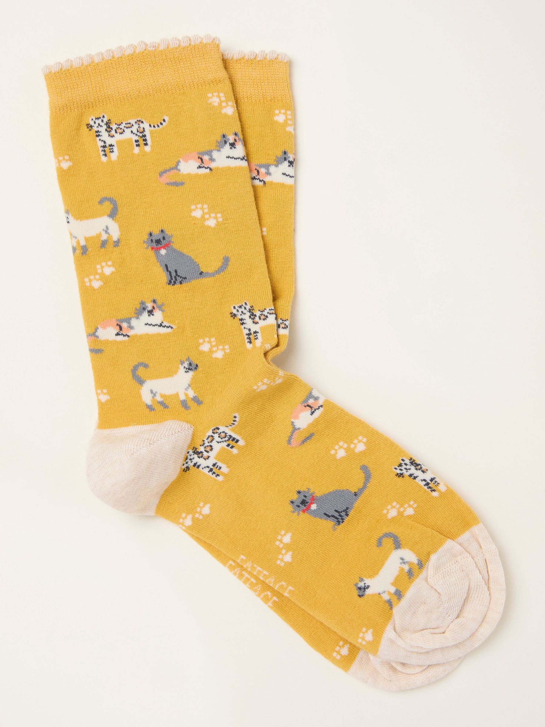 Mustard Yellow Cat Socks (H79821) | £7.50
