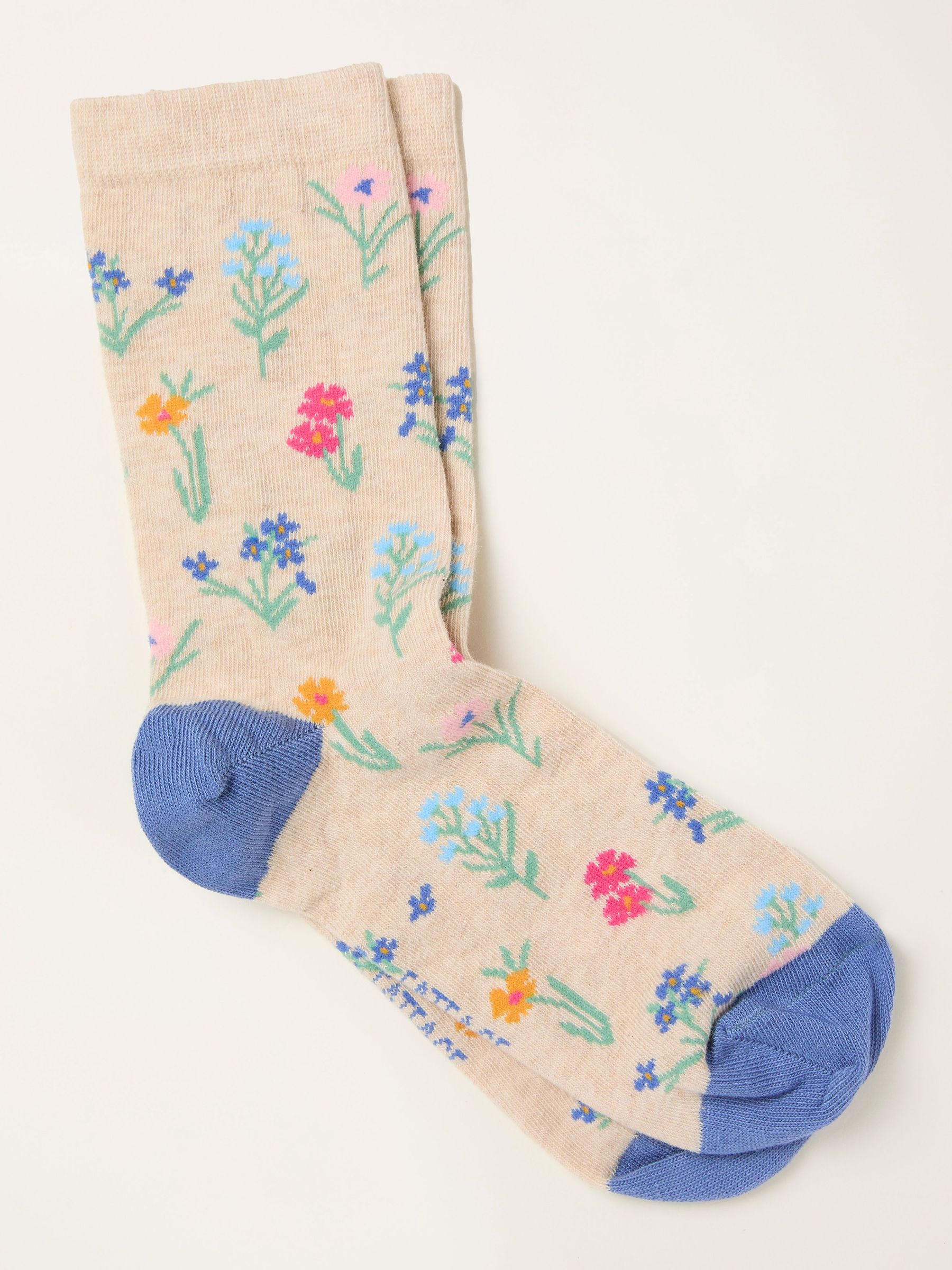 Oatmeal Floral Socks (H79822) | £7.50