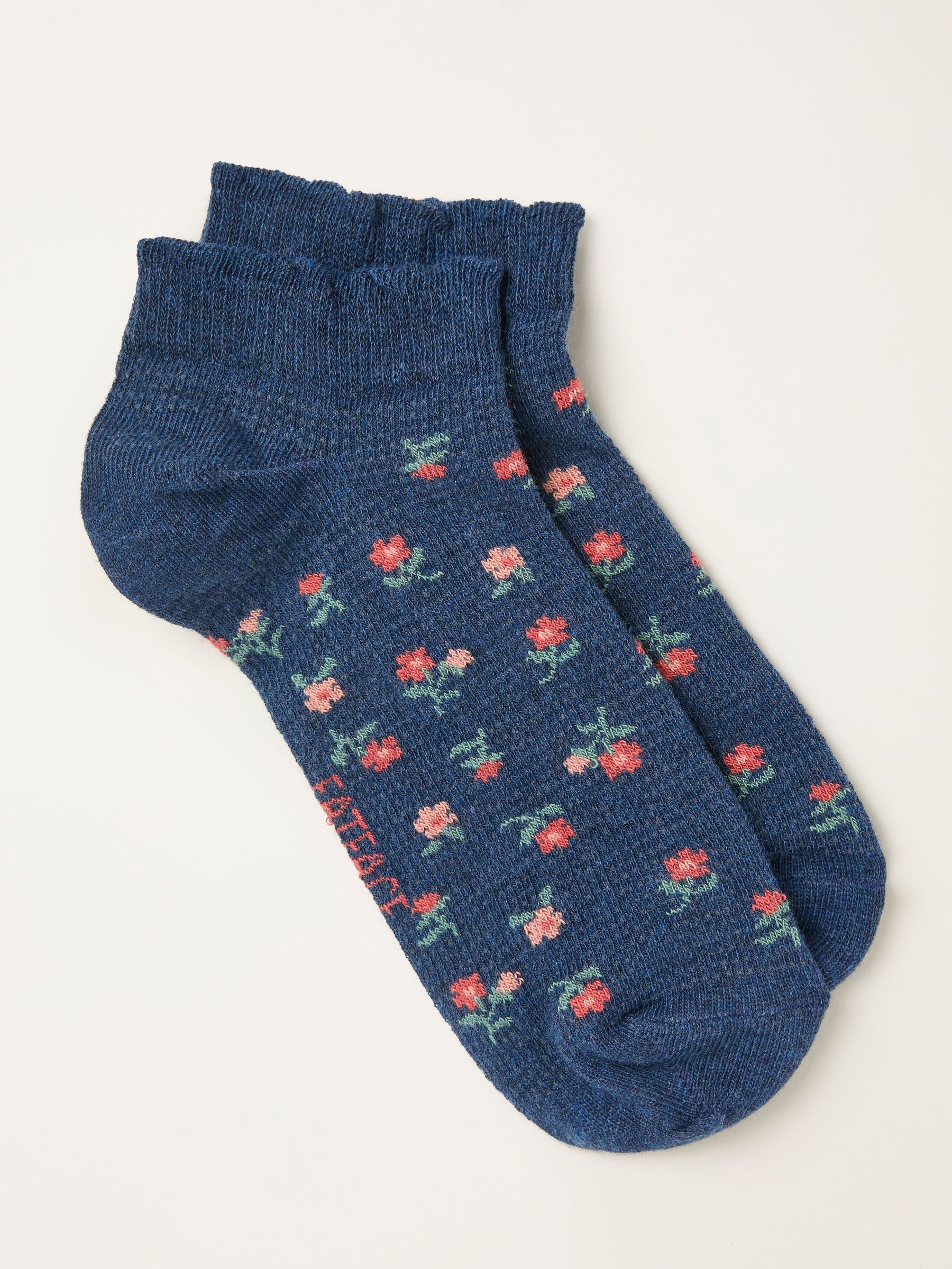 Navy Floral Trainer Socks (H79827) | £6