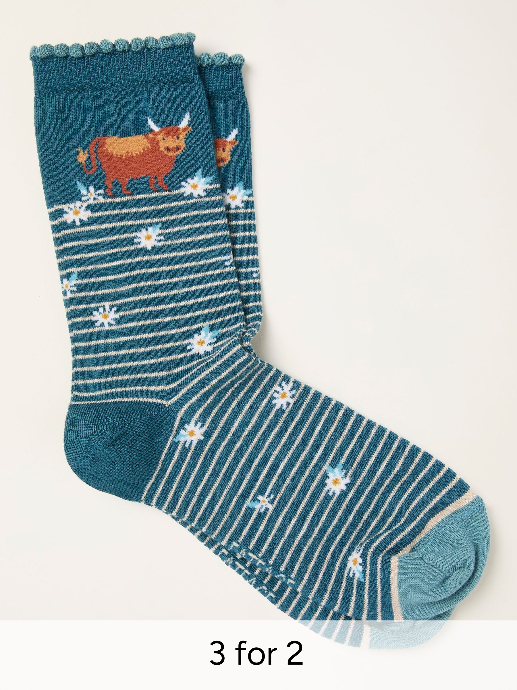 Navy Highland Cow Socks (H79831) | £7.50