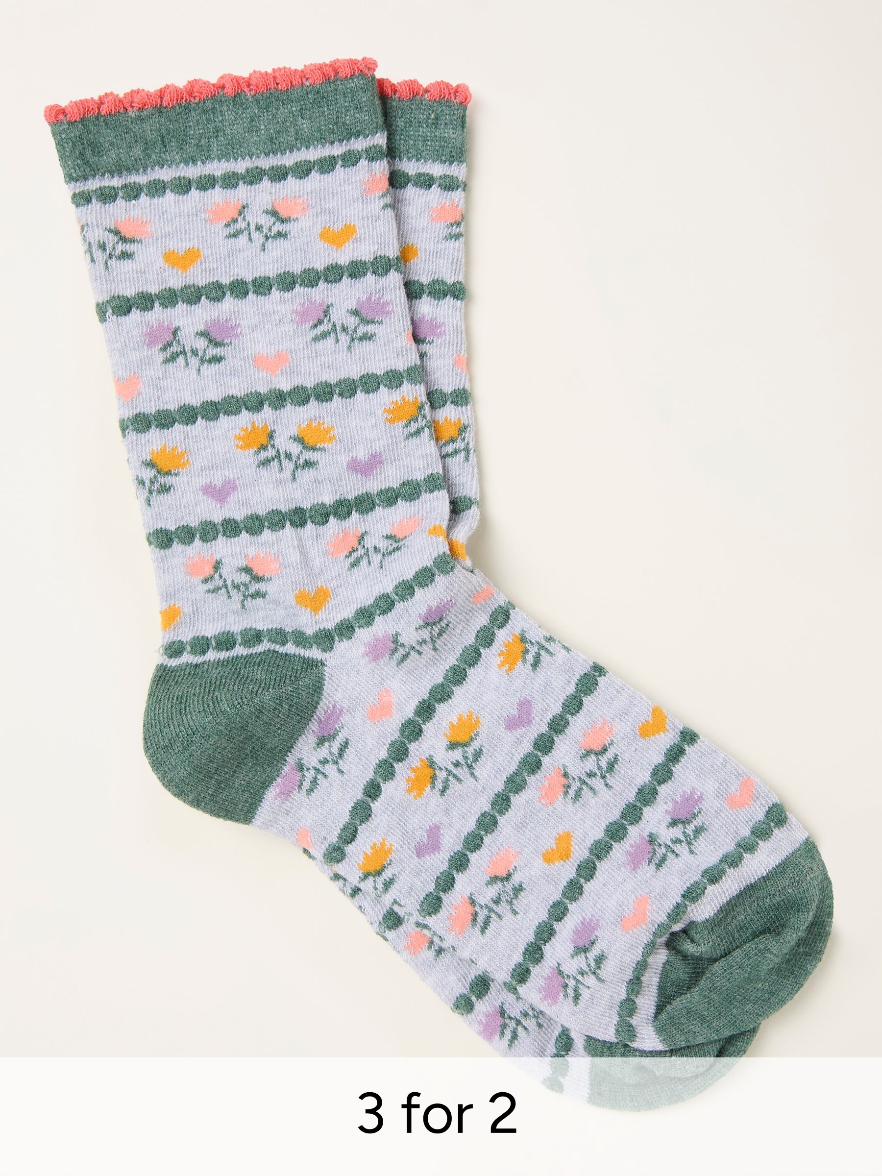 Grey Floral Socks (H79833) | £7.50