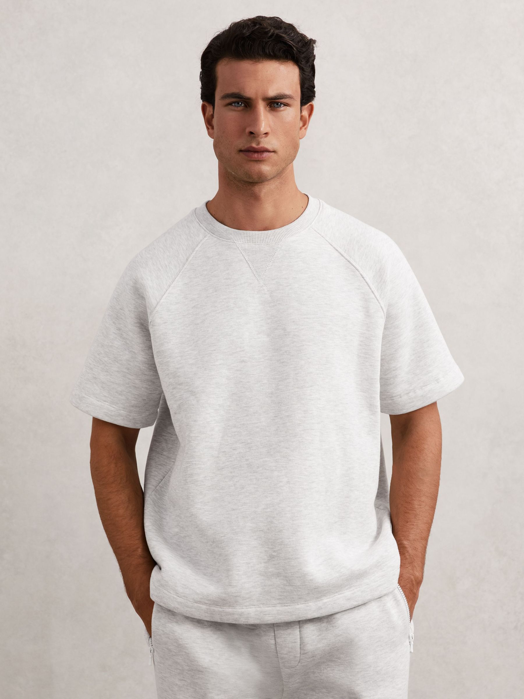 Cotton-Blend Oversize Raglan T-shirt in Soft Grey (H80573) | £68