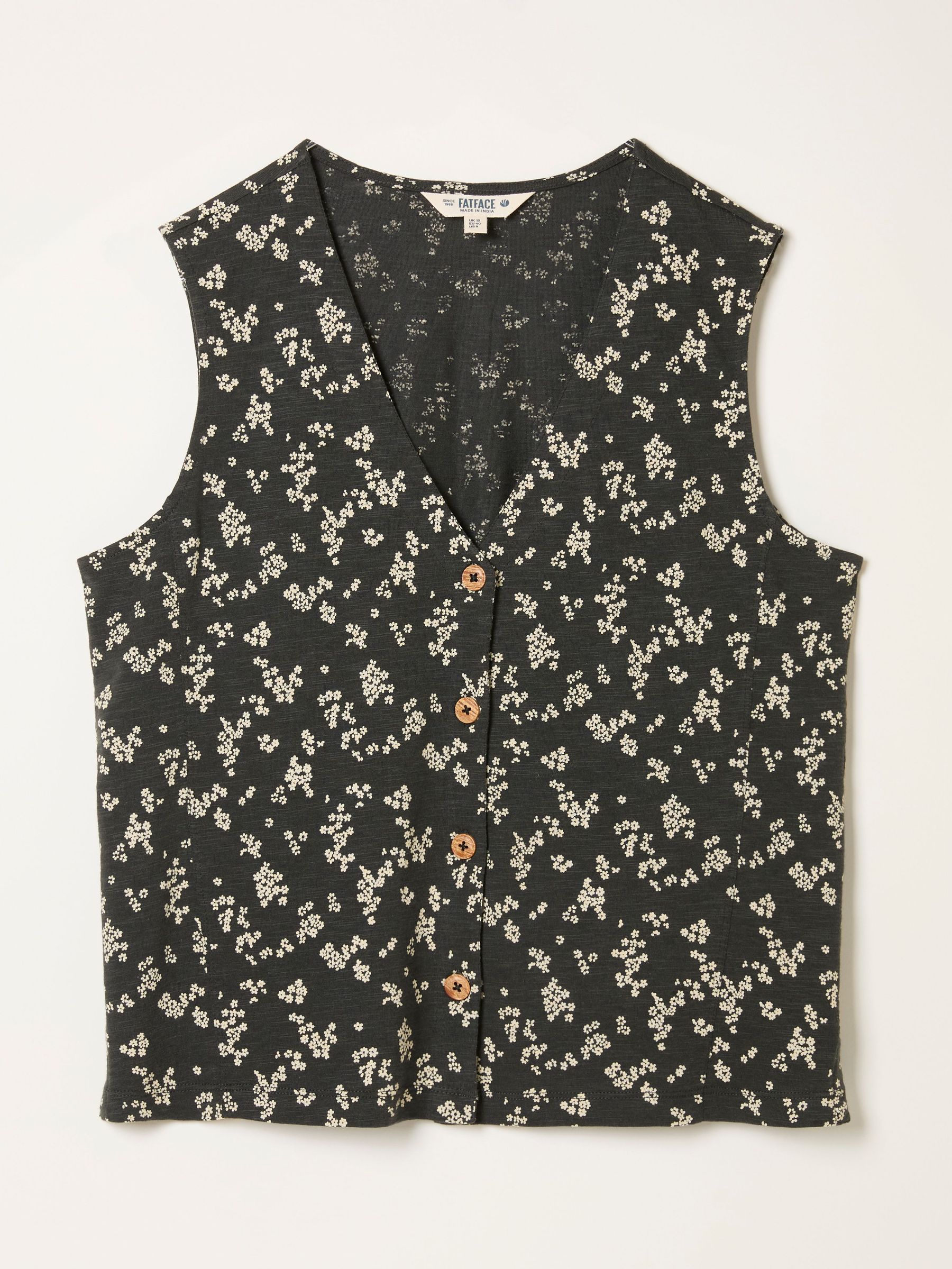 Joni Black Mono Ditsy Jersey Waistcoat (H80643) | £32
