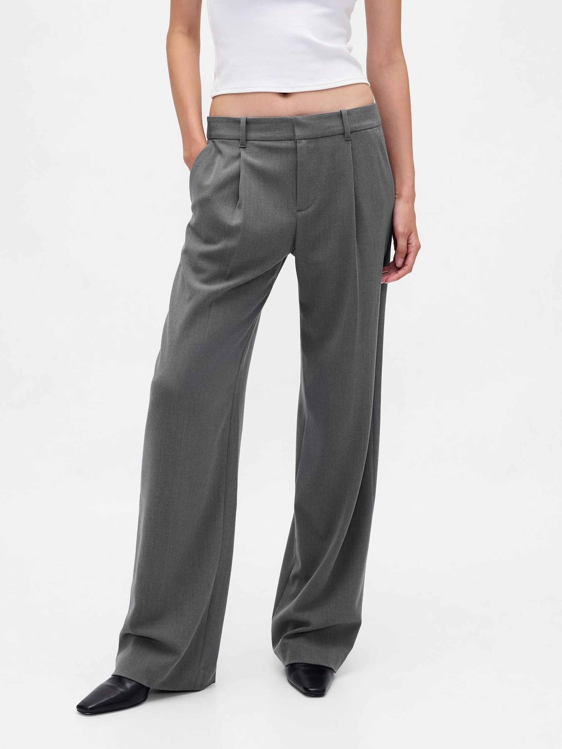 Dark Grey 365 Low Waist Pleated Trousers (H82686) | £50
