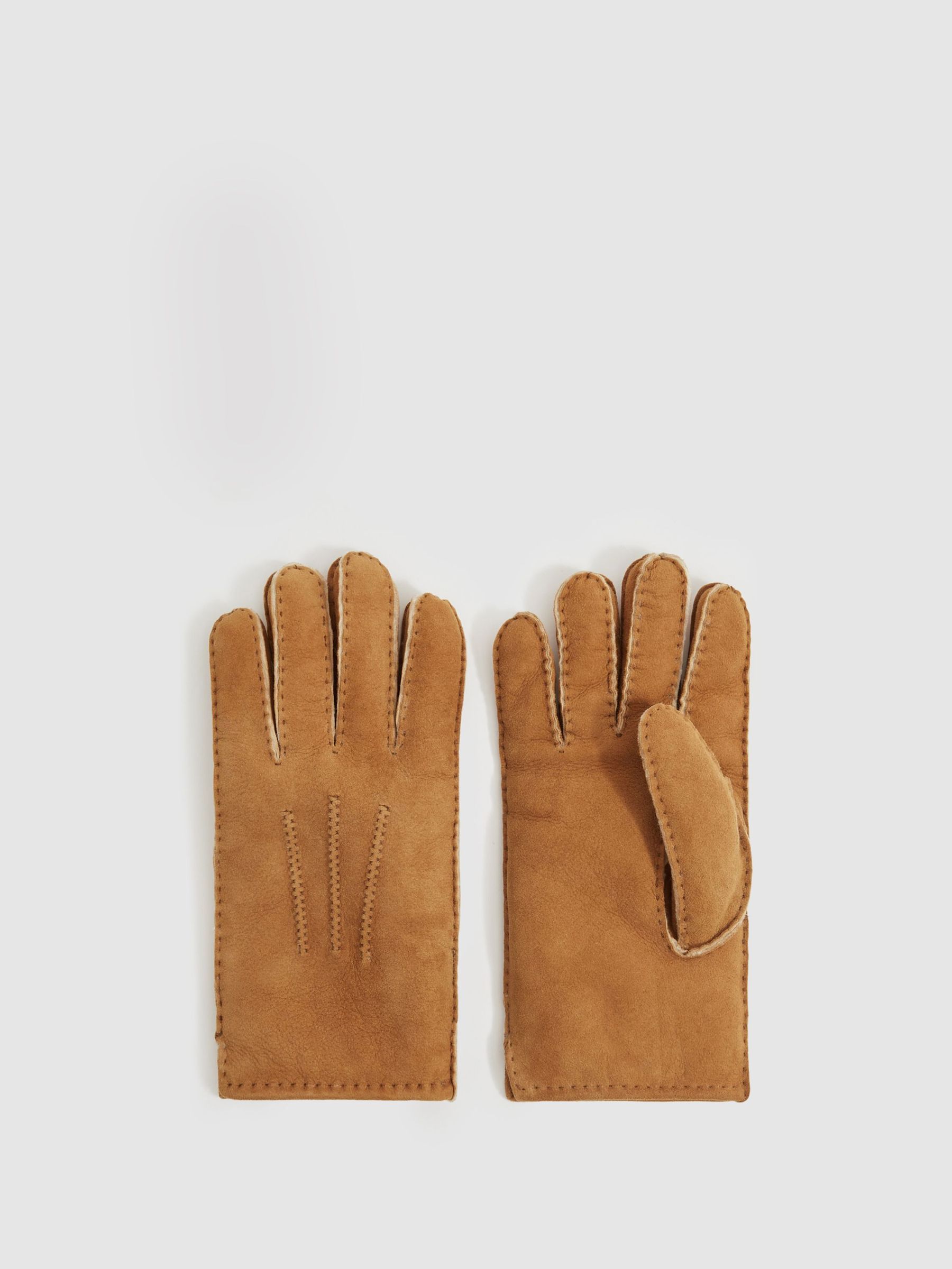 Suede Shearling Gloves in Tan (H82824) | £98