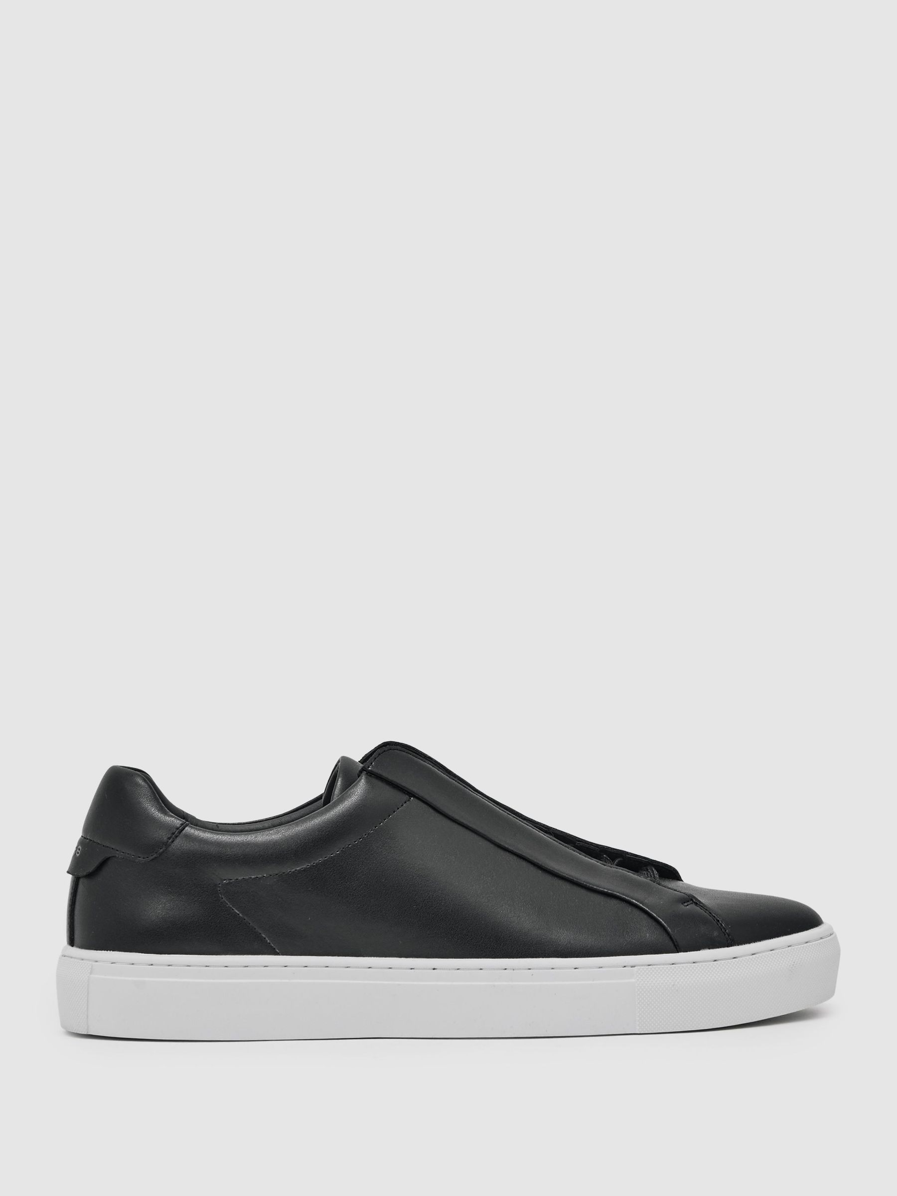 Bonded-Leather Concealed-Lace Trainers in Black (H82829) | £138
