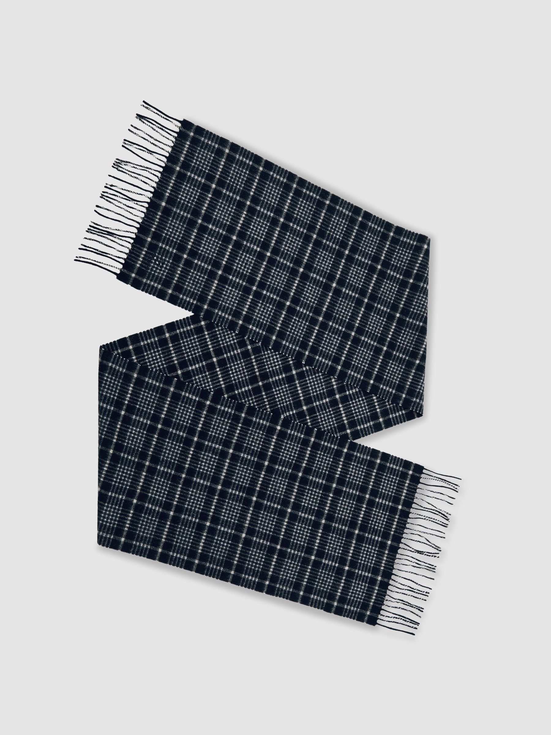 Wool-Cashmere Check Scarf in Navy (H82833) | £68