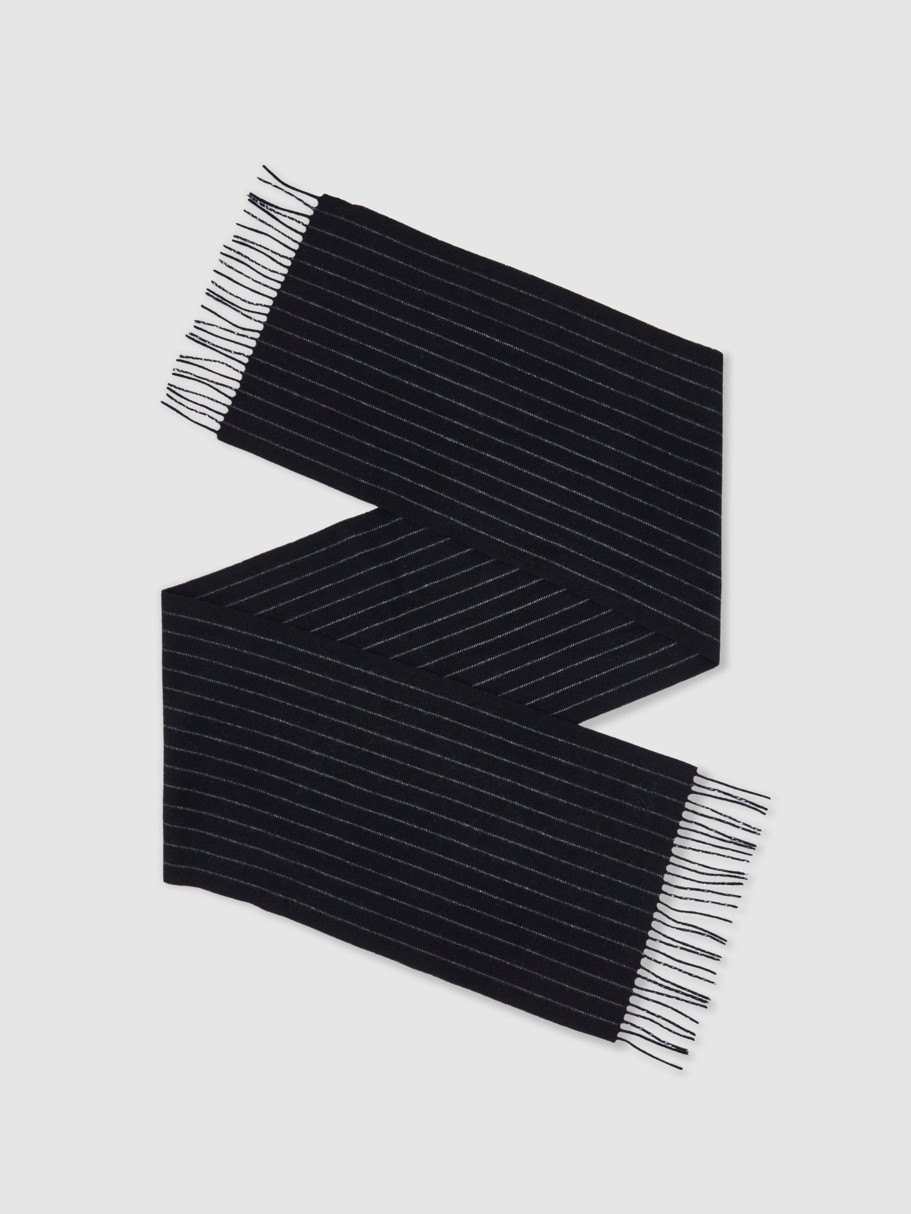 Wool-Cashmere Pinstripe Scarf in Navy (H82836) | £68