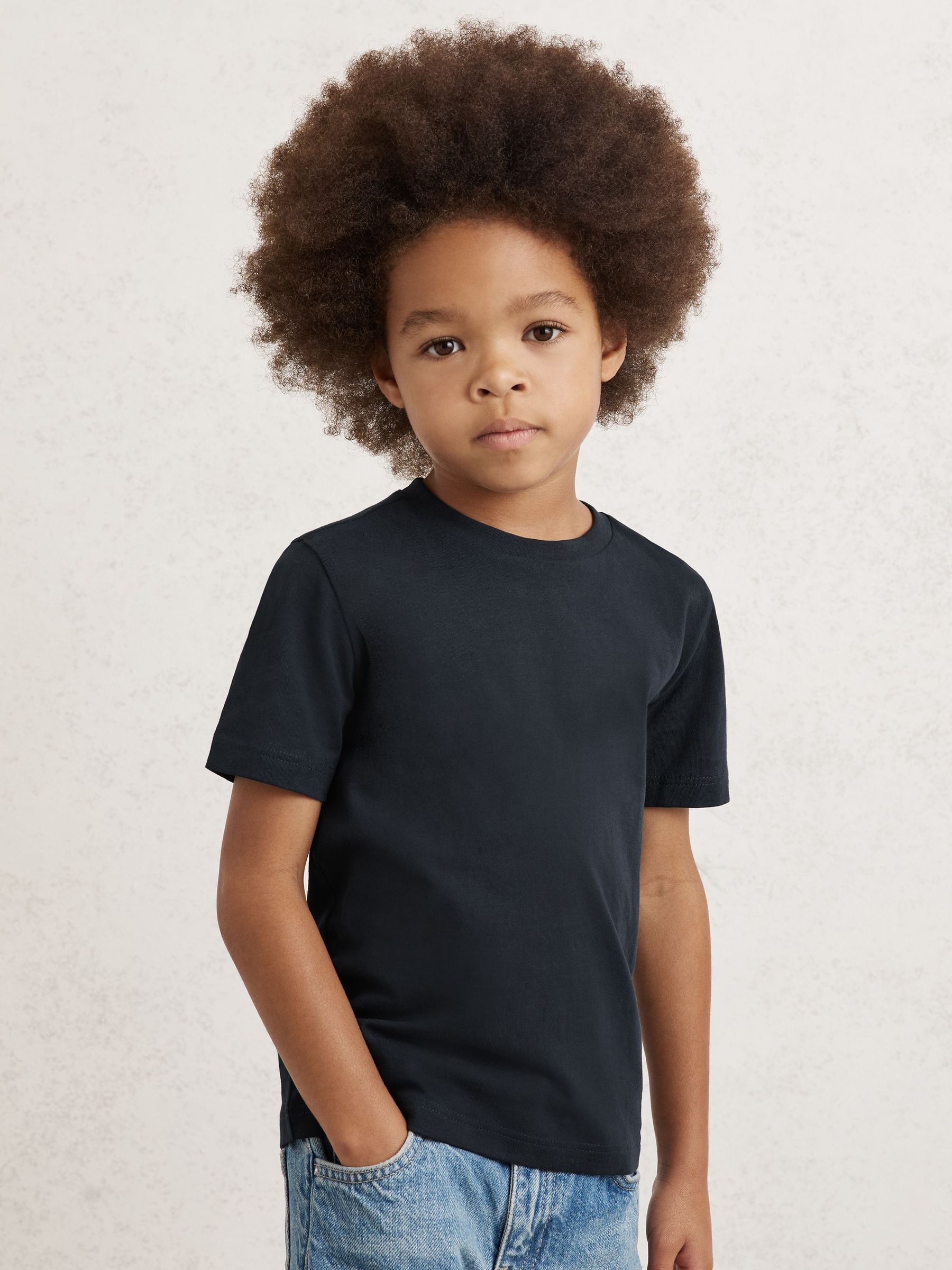 9-13 yrs Crew Neck T-Shirt in Navy (H82839) | £11