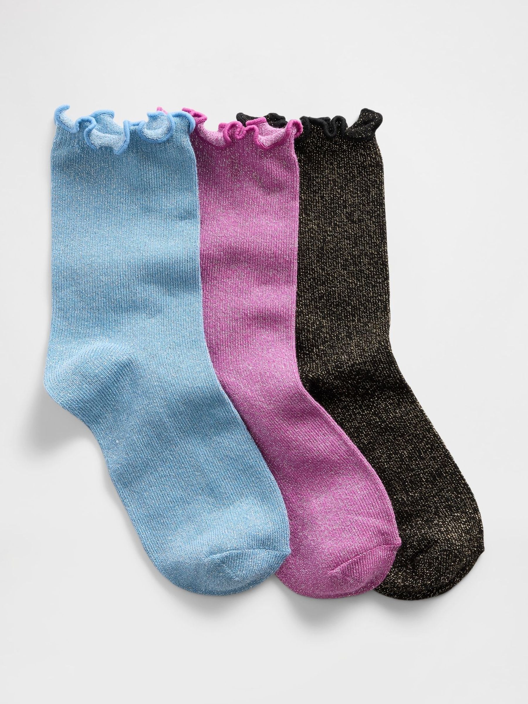 Multi Shimmer Crew Socks 3 Pack (H85418) | £8