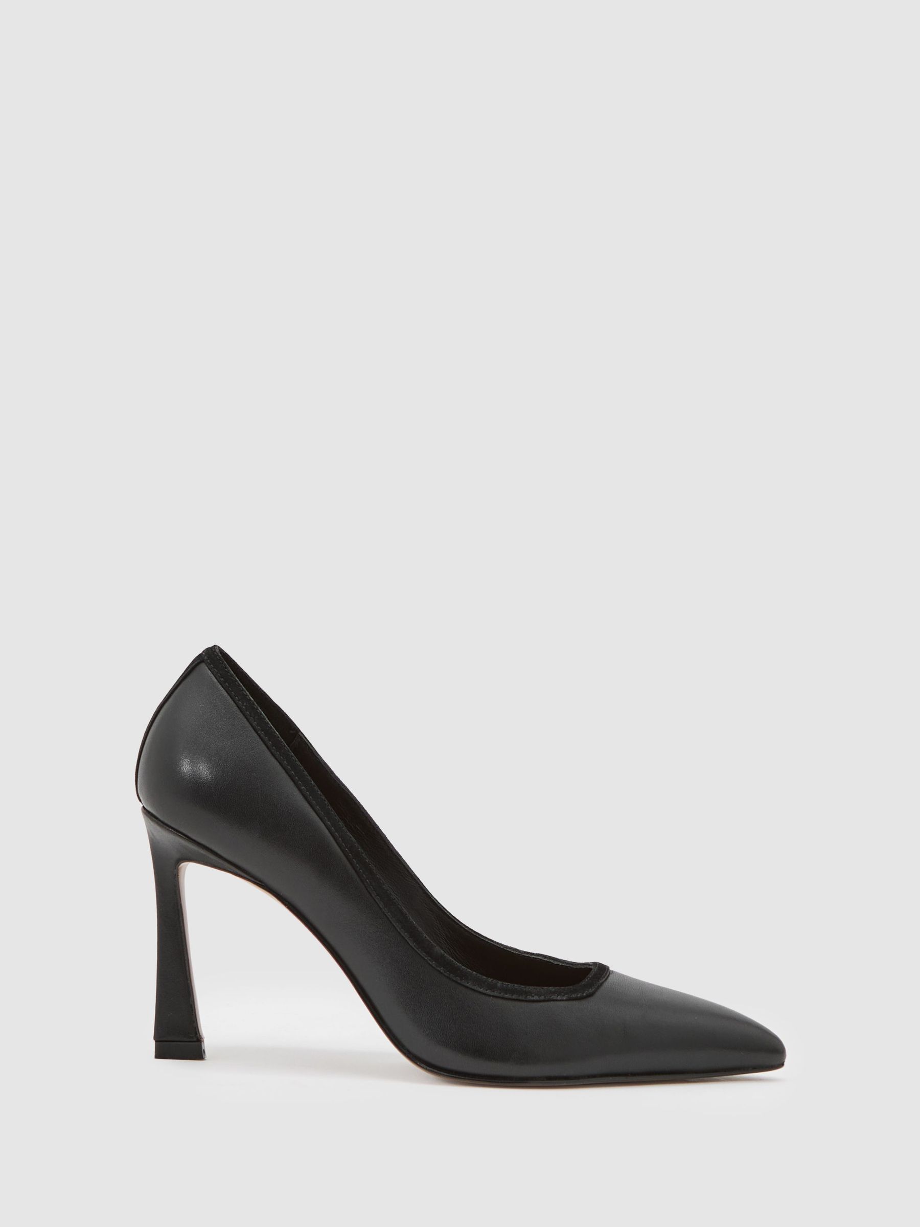 Leather Tapered-Heel Court Shoes in Black (H89095) | £190