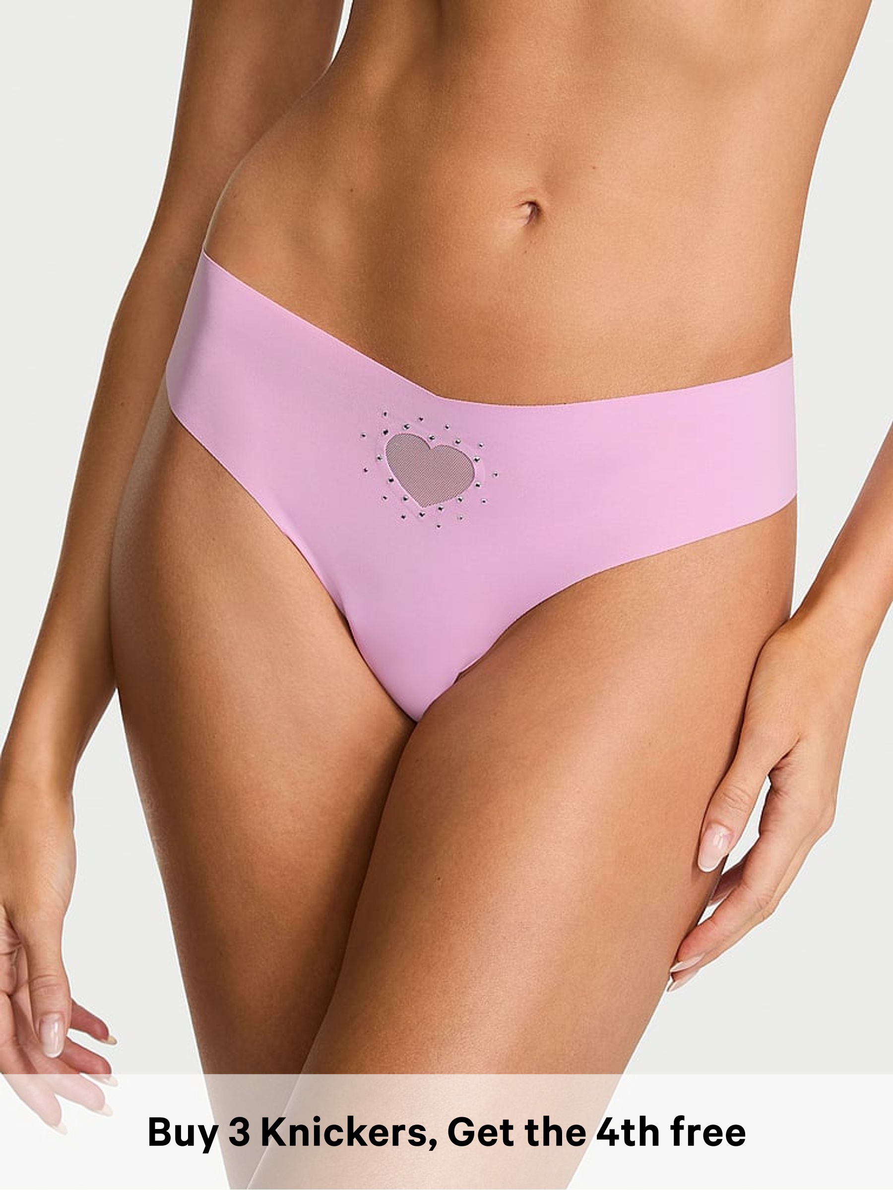 Bikini Purple Thong Heart Cut Out Knickers (H89296) | £10