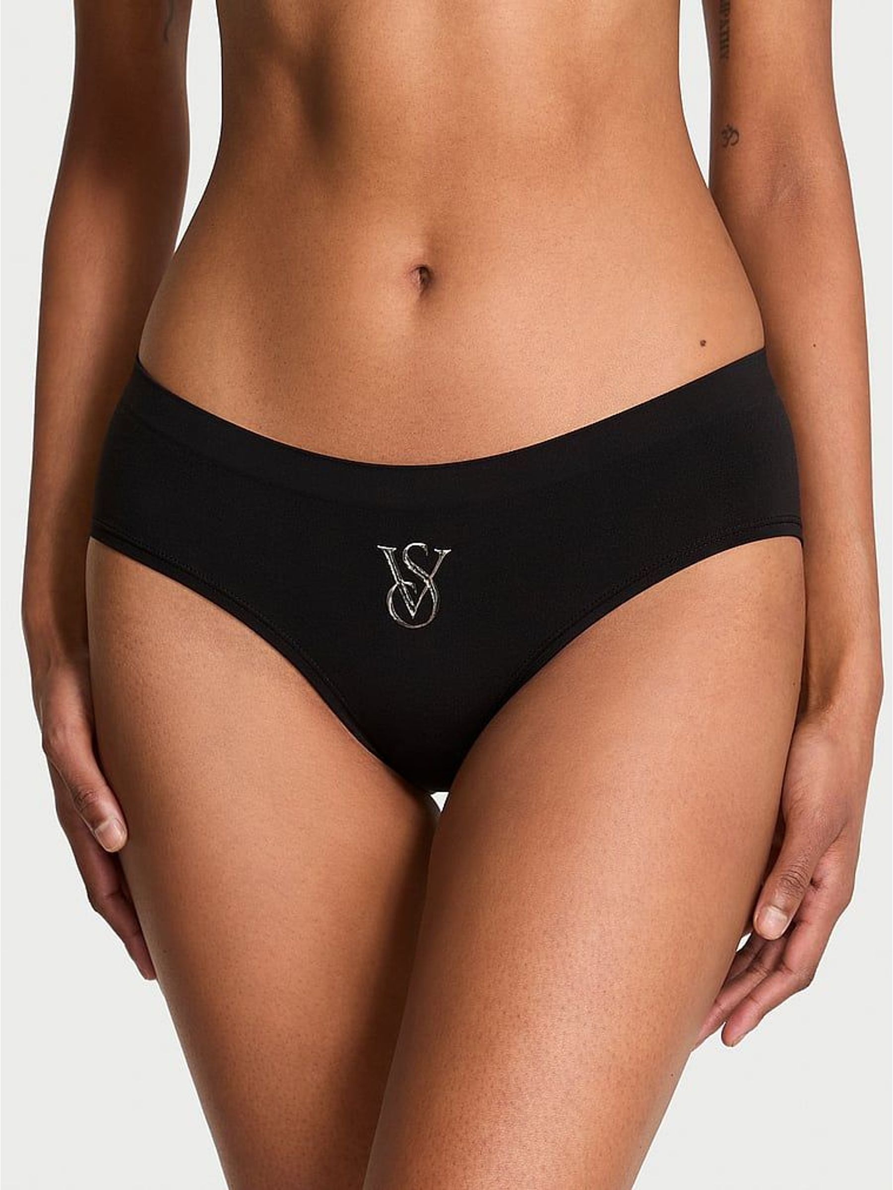 Black Hipster Sparkle Logo Knickers (H89369) | £10