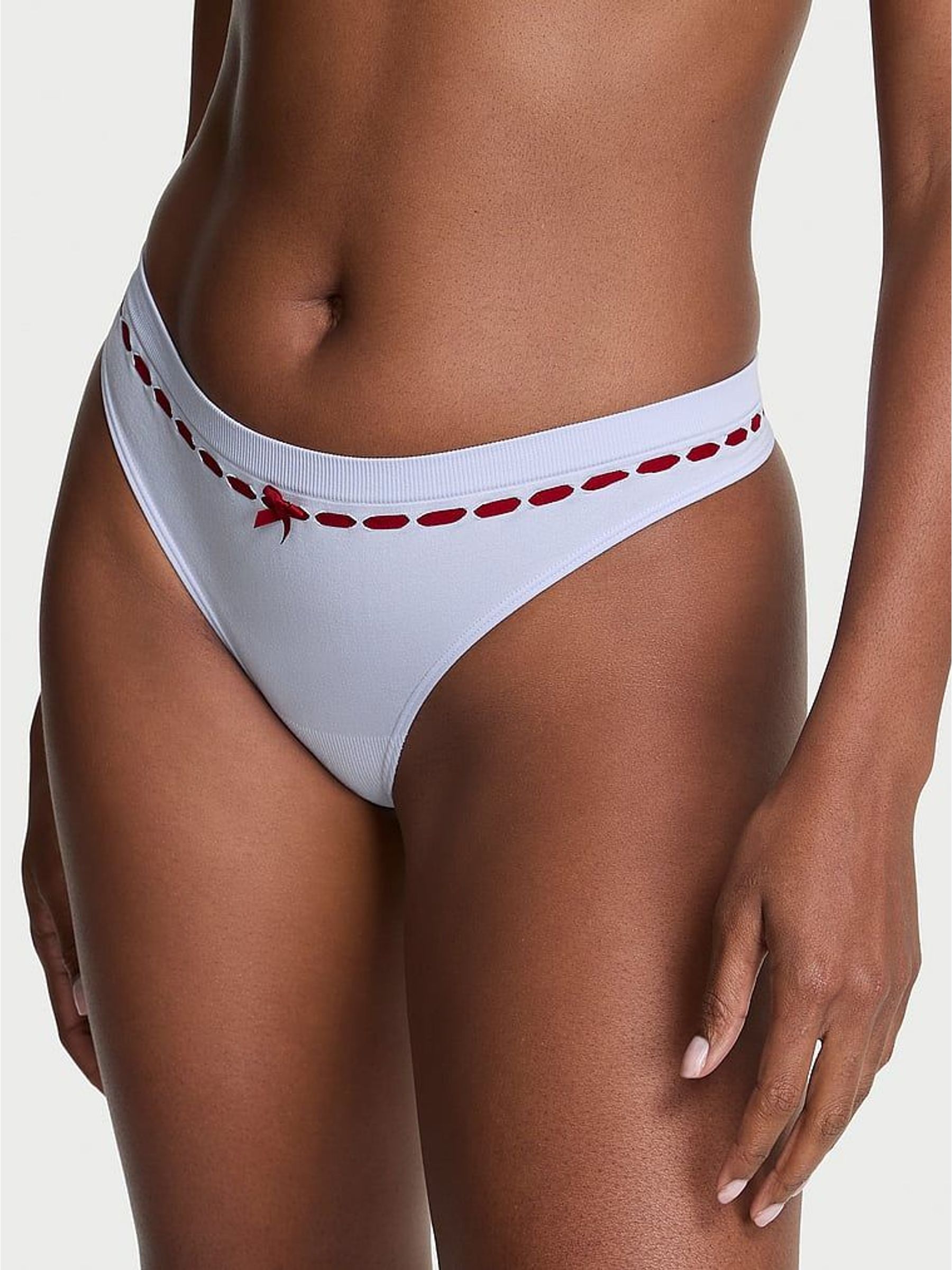 Soft Iris Blue Thong Ribbon Knickers (H89396) | £10