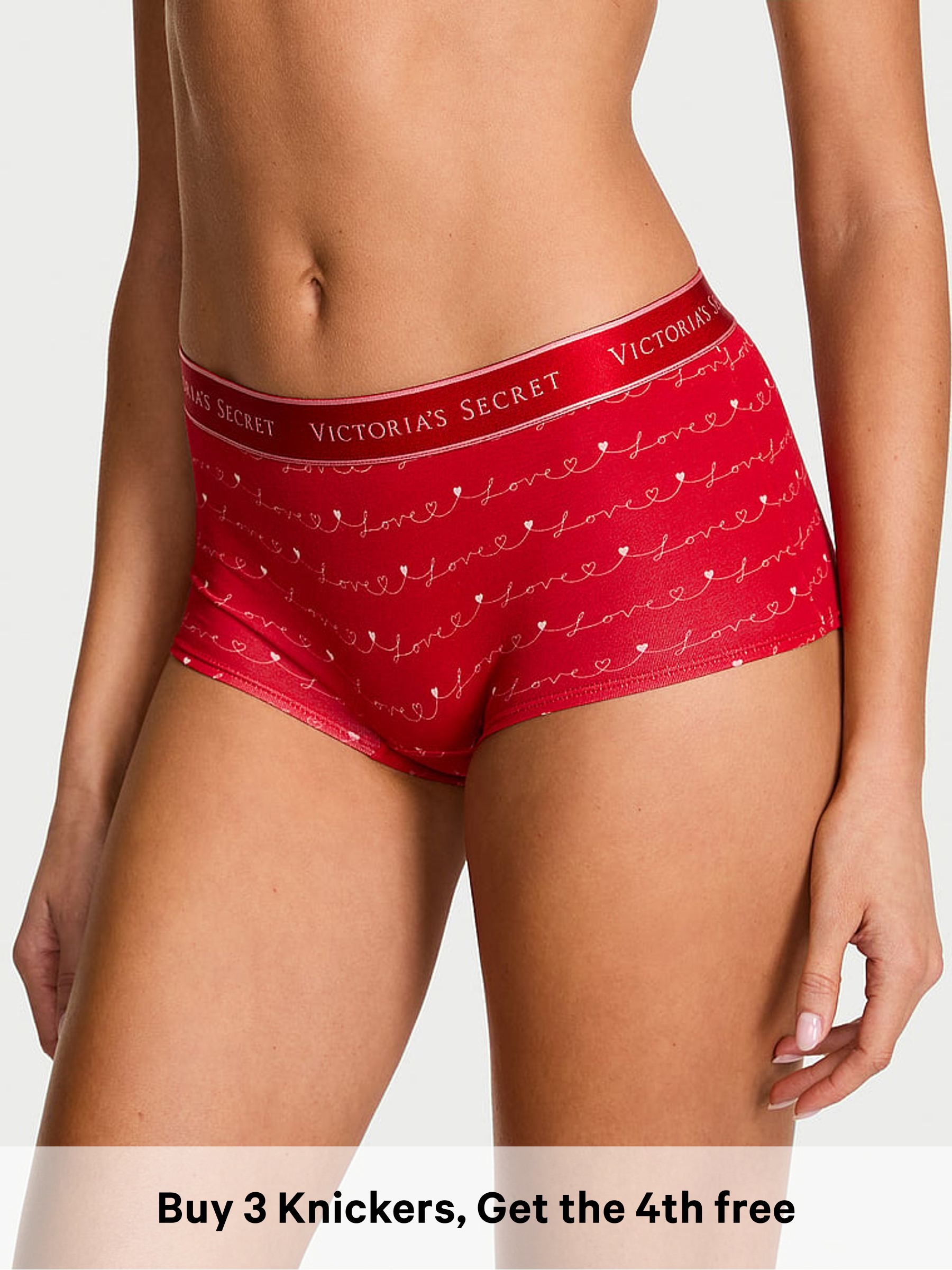 Red Lacquer Script Short Logo Knickers (H89400) | £9