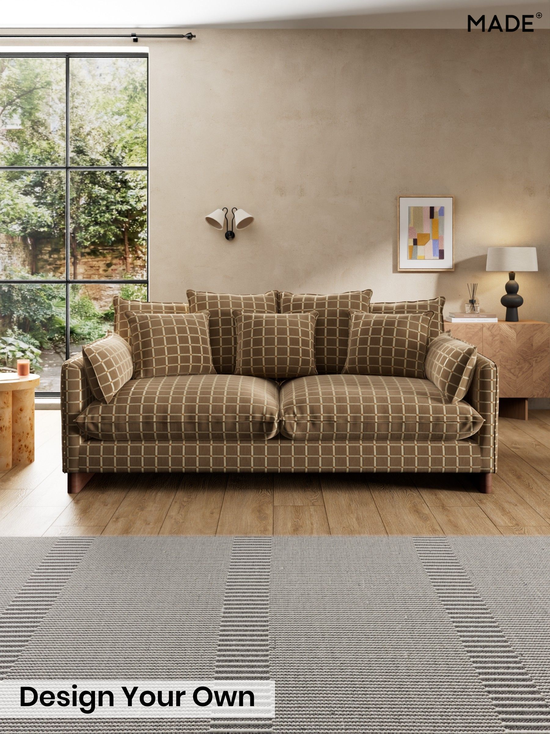 Cale Check/Dark Sand Natural - Whitby Scatter Back By Made